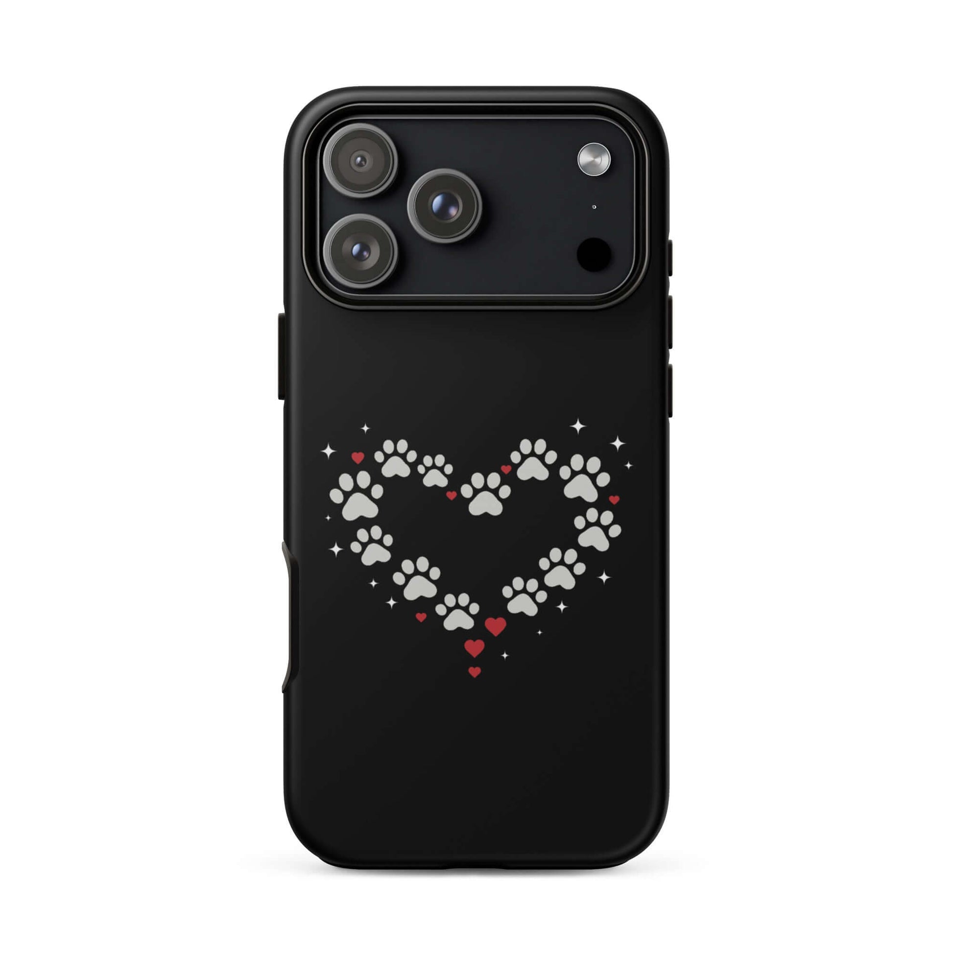 Phone Case for iPhone featuring paw-print heart design, perfect for pet lovers.