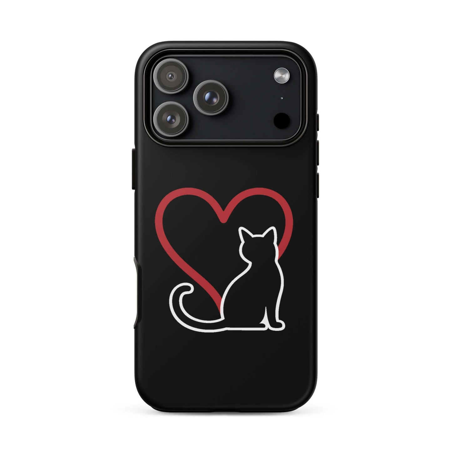 Phone Case for iPhone featuring a minimalist cat design and heart symbol, perfect for cat lovers.