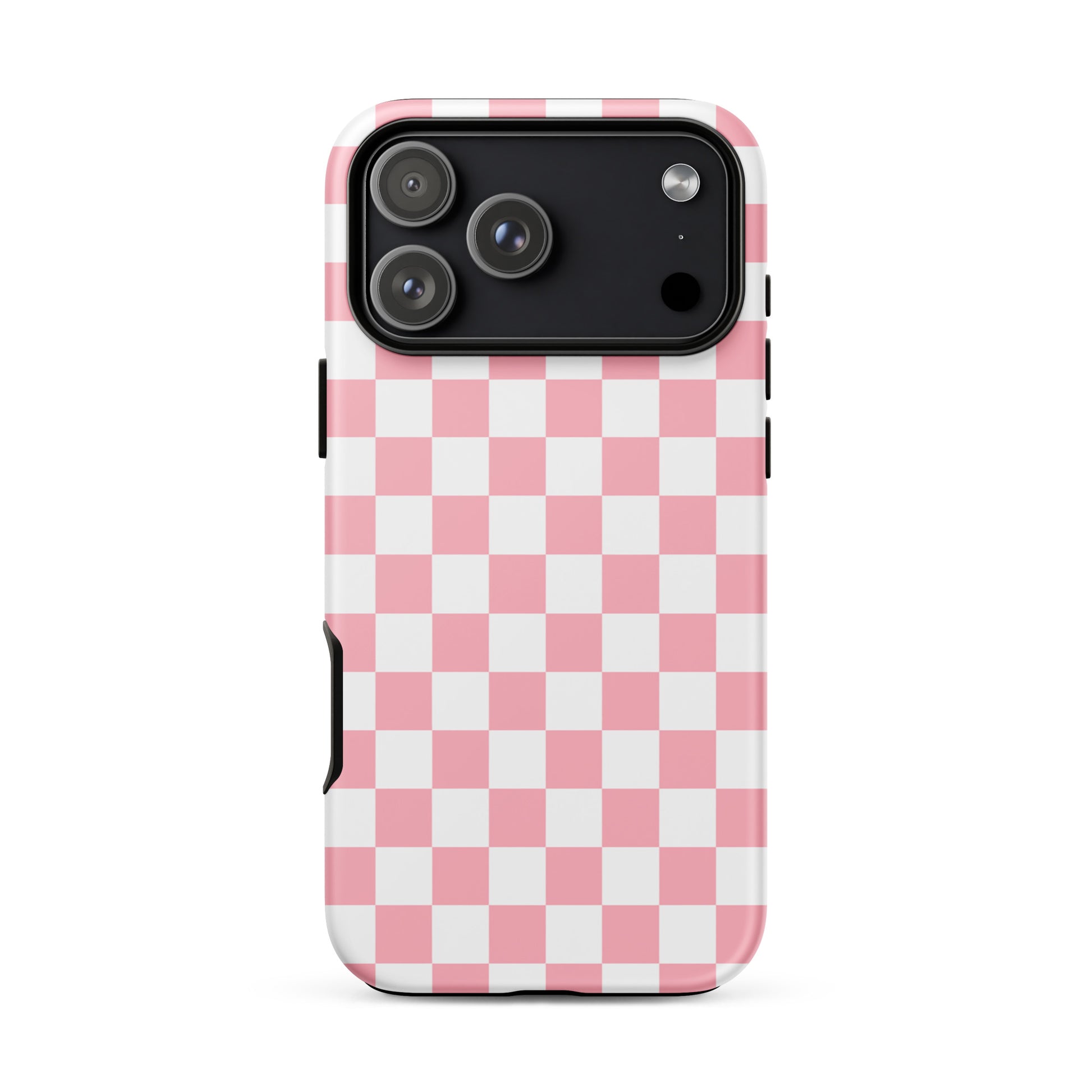 Phone Case with pink and white checkered pattern for iPhone, adding playful style to your device.