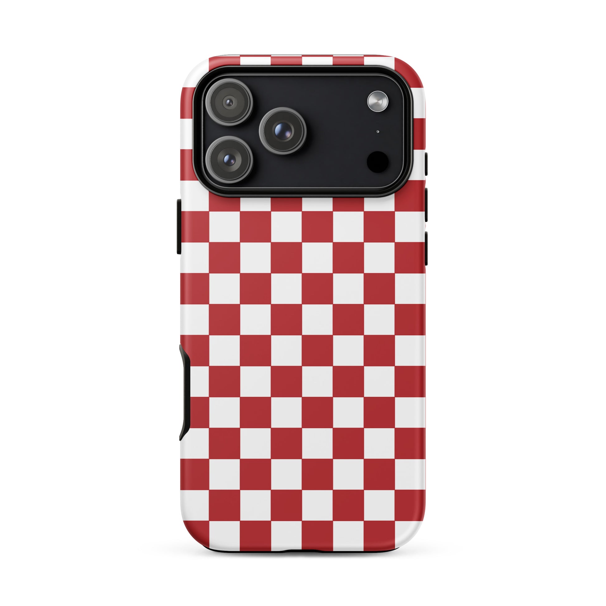 Phone Case for iPhone with crimson red checkered design, adding bold personality and playful vibe to your style.