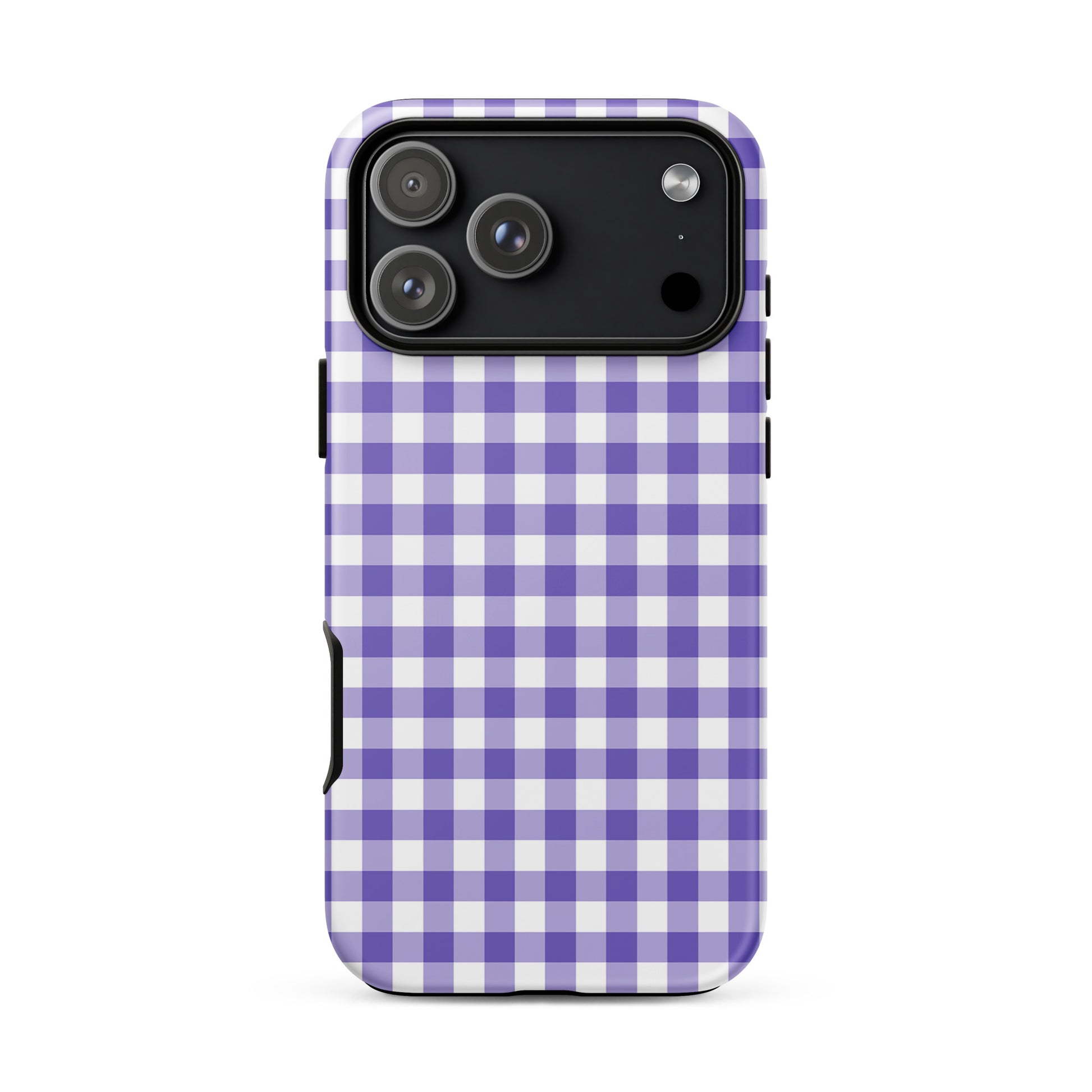 Purple and white gingham patterned Phone Case for iPhone with stylish design and durable protection.
