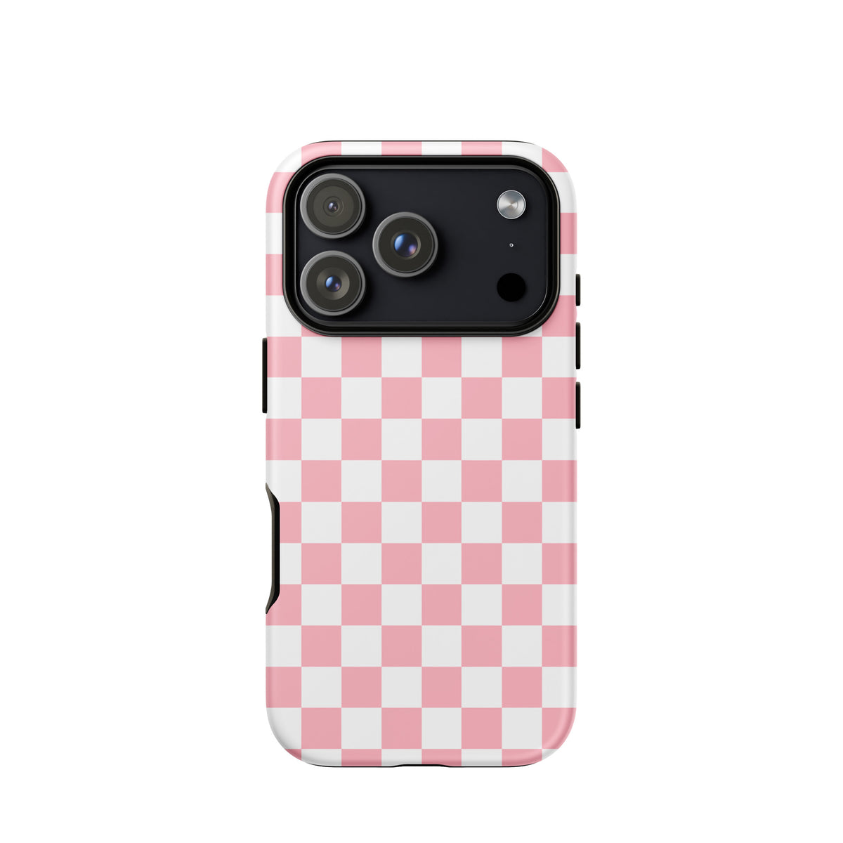 Phone Case featuring playful pink and white checkered pattern for iPhone, adding a fun vibe to your device.