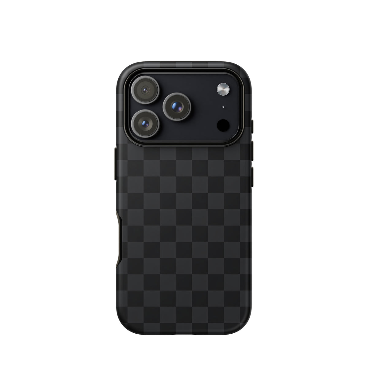 Black & charcoal checkered Phone Case for iPhone with a modern minimalist design, offering sleek protection for your device.