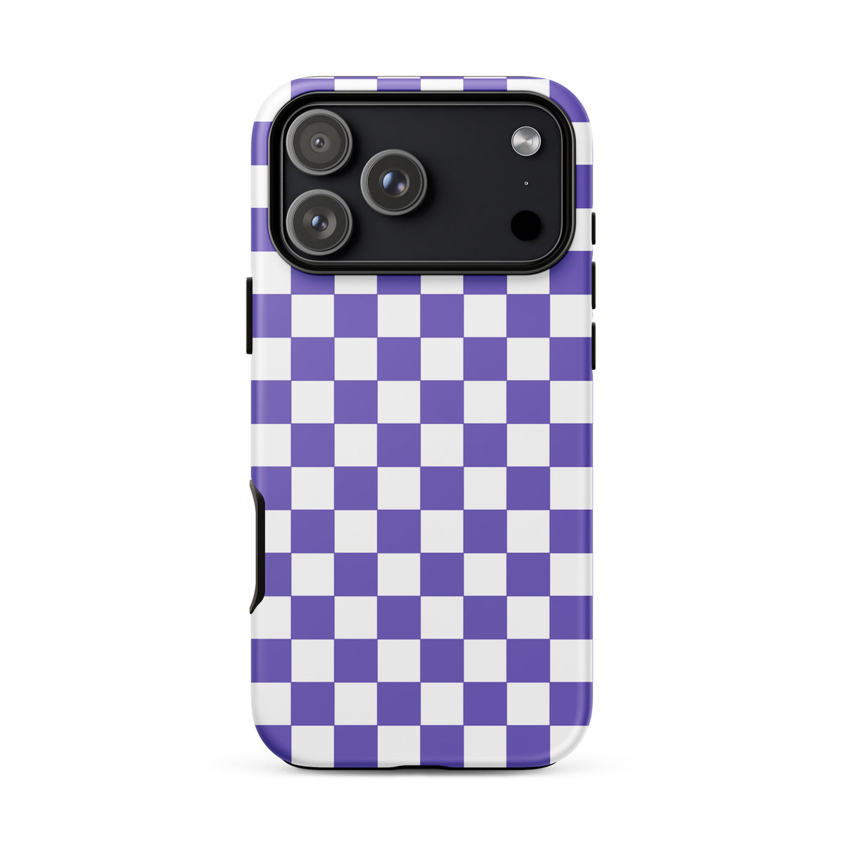 Purple and white checkered Phone Case for iPhone showing a stylish and playful design.