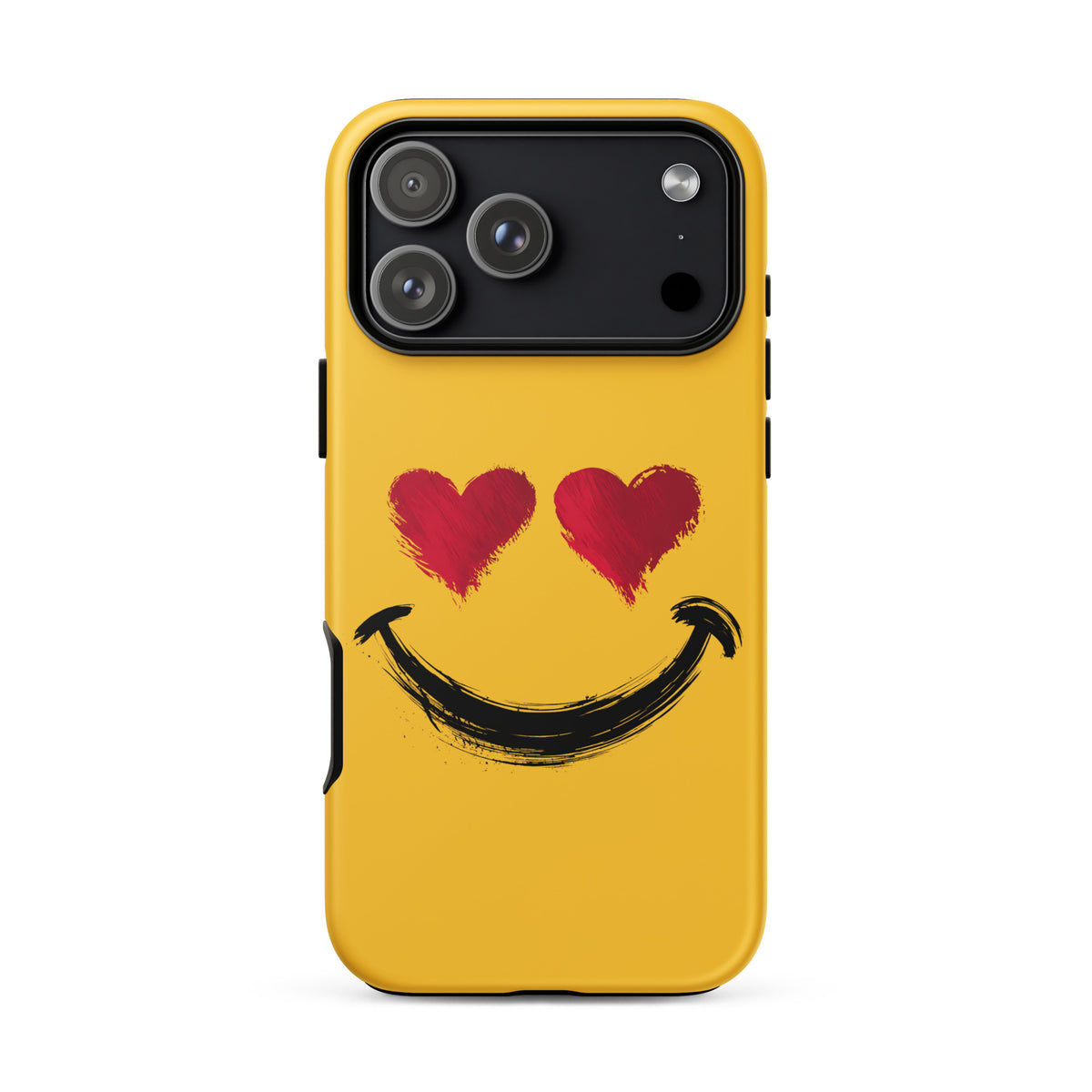 Phone Case with heart-eyes smiley art for bold and playful iPhone protection