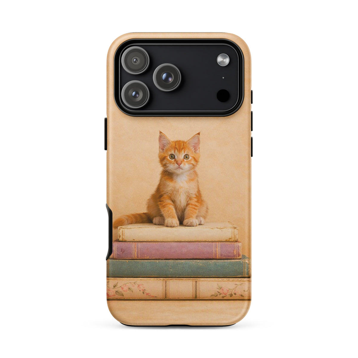 Phone Case featuring a kitten on vintage books design for iPhone