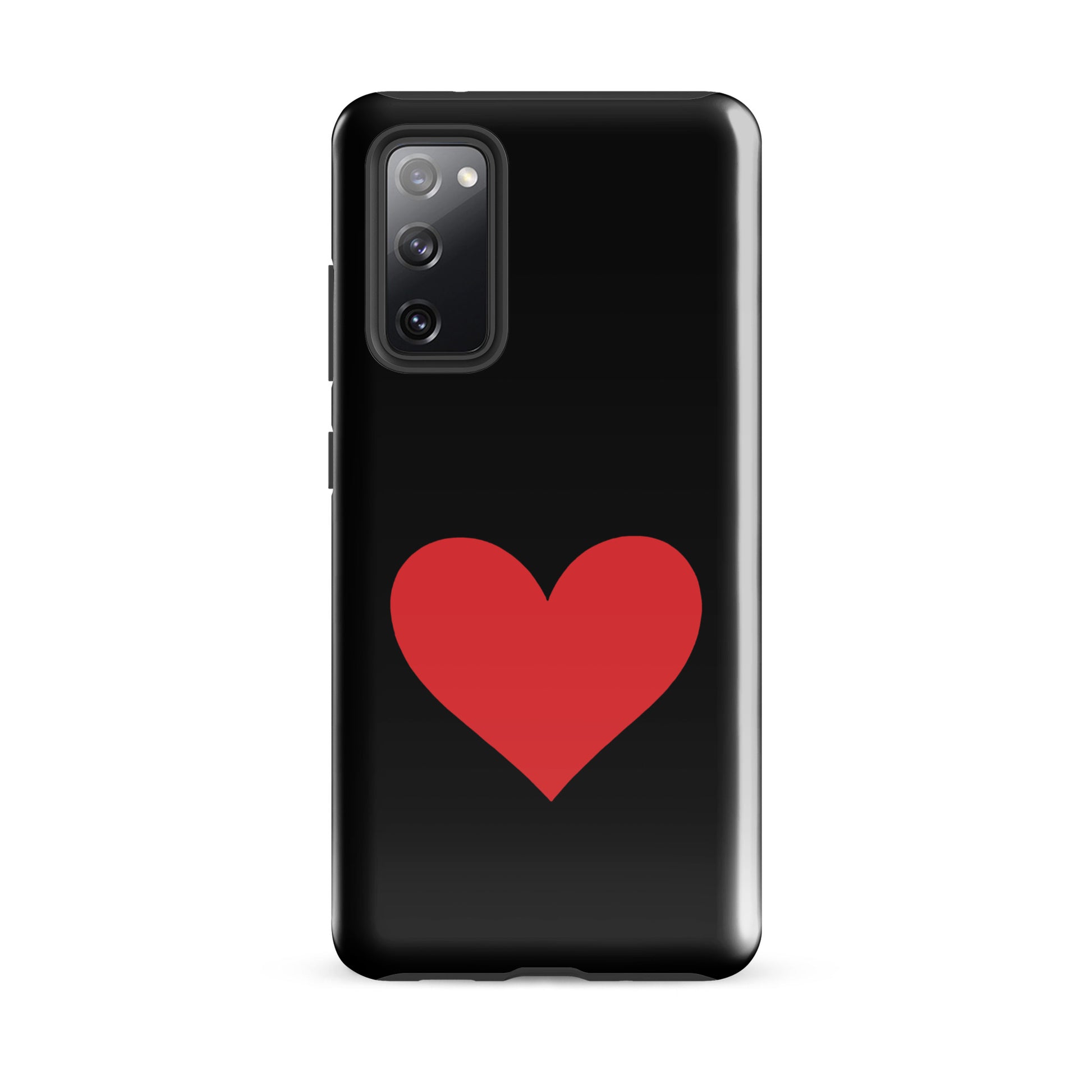 Phone Case for Samsung Galaxy featuring a vibrant red heart design on a black background.