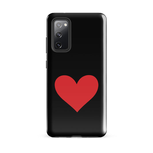 Phone Case for Samsung Galaxy featuring a vibrant red heart design on a black background.