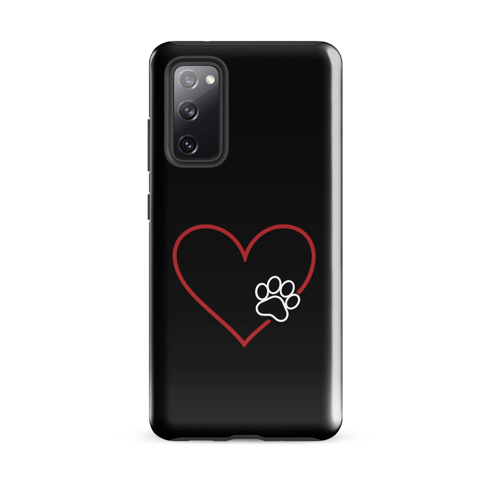 Phone Case for Samsung Galaxy with heart and paw print design, symbolizing pet love and tech protection.
