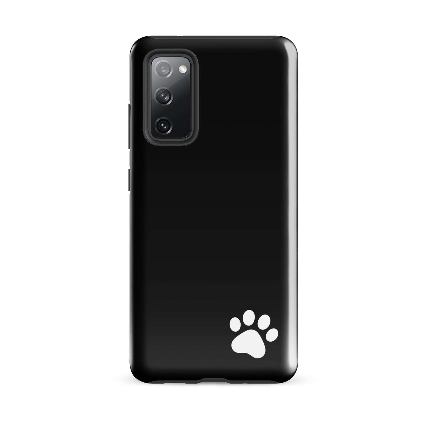 Phone Case with paw print design for Samsung Galaxy in sleek black, minimalist style, featuring durable material and premium protection.