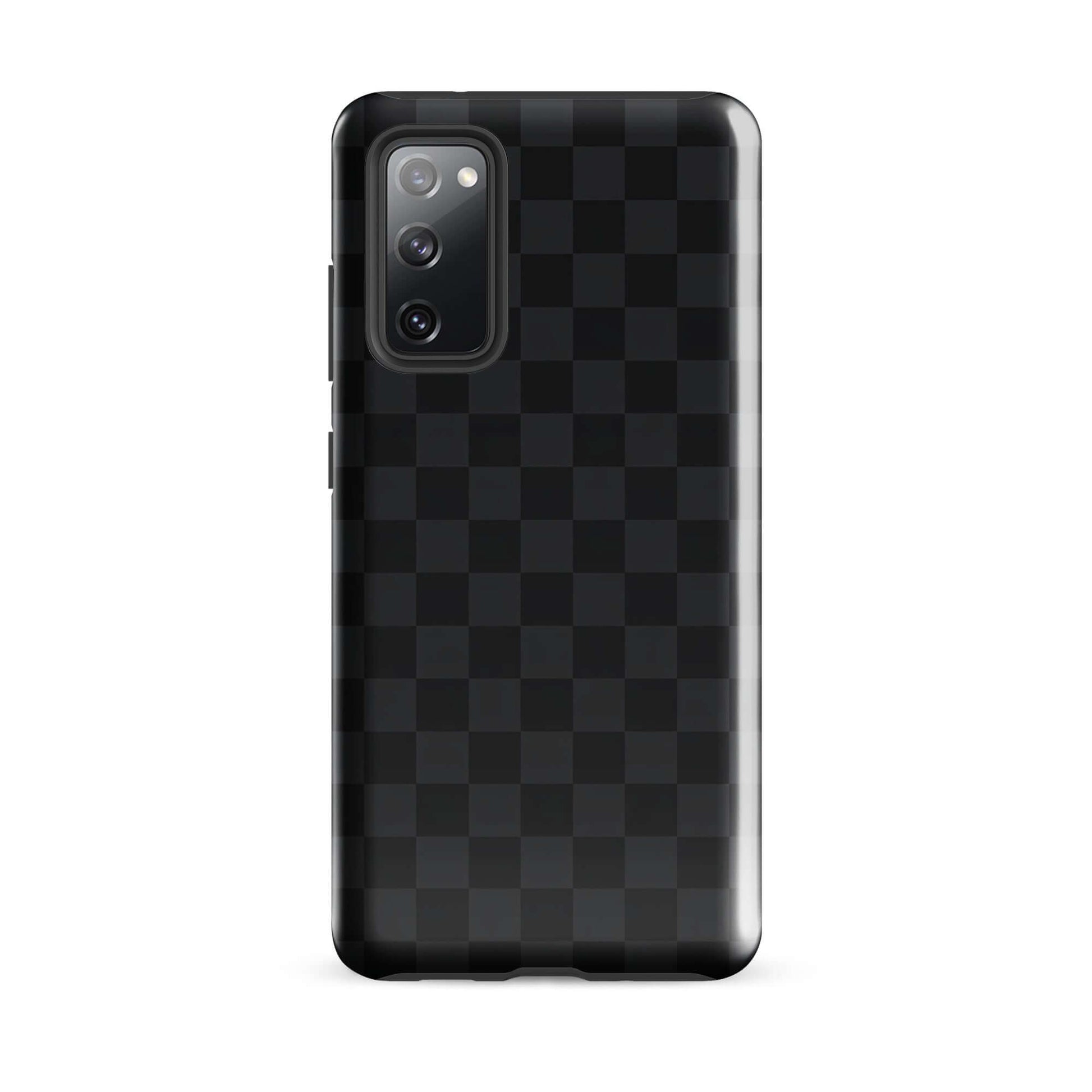 Phone Case for Samsung Galaxy with black charcoal checkered design, sleek and modern look, offers protection and style.