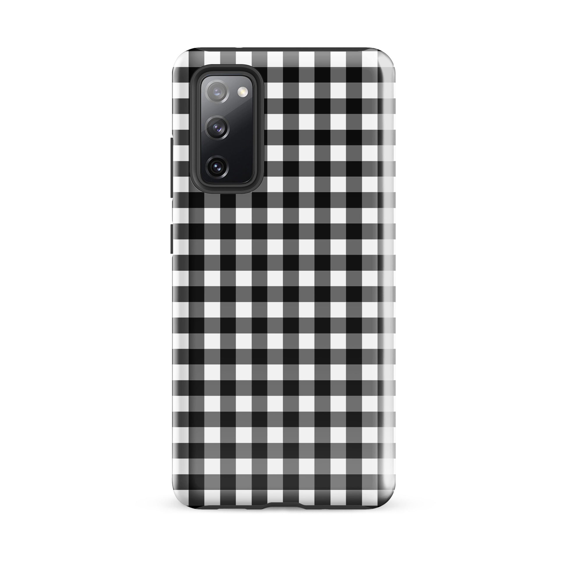 Phone Case for Samsung Galaxy with black-and-white gingham pattern, combining style, protection, and luxury in a chic design.