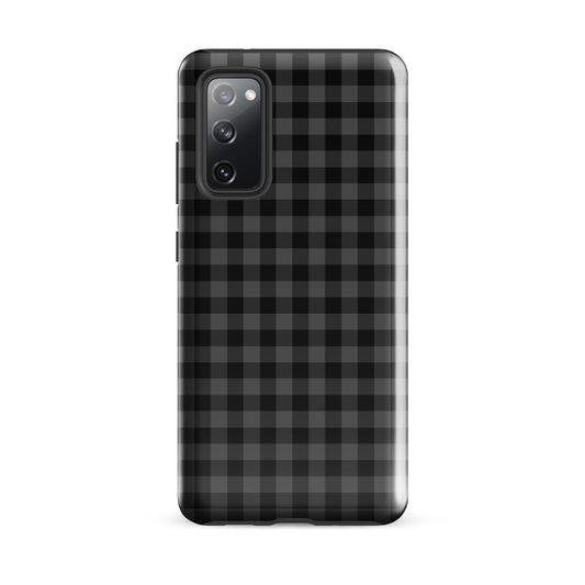 Phone Case for Samsung Galaxy with black-and-charcoal gingham pattern, offering stylish protection and durability.