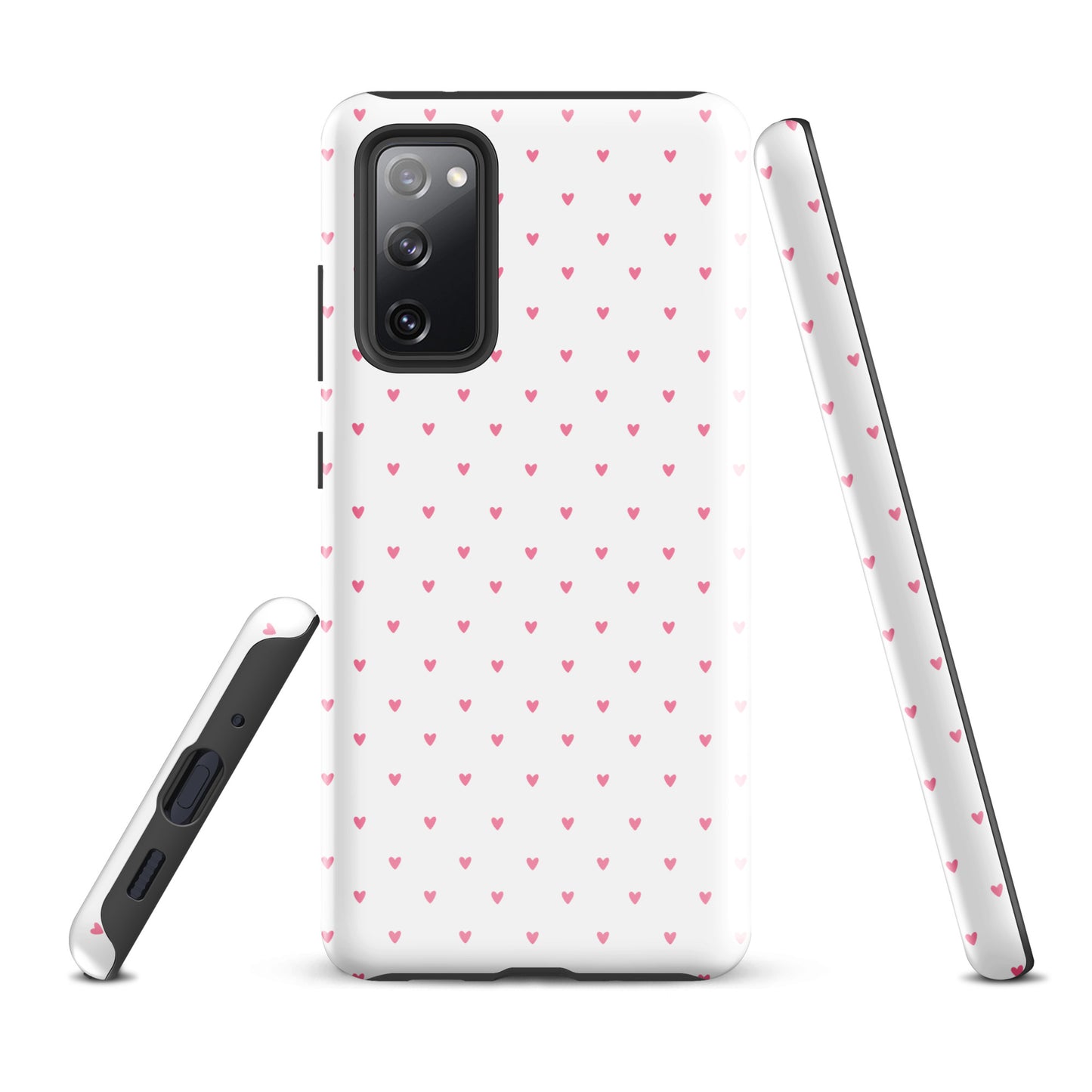Phone Case for Samsung Galaxy with heart-dot pattern, playful hearts on background