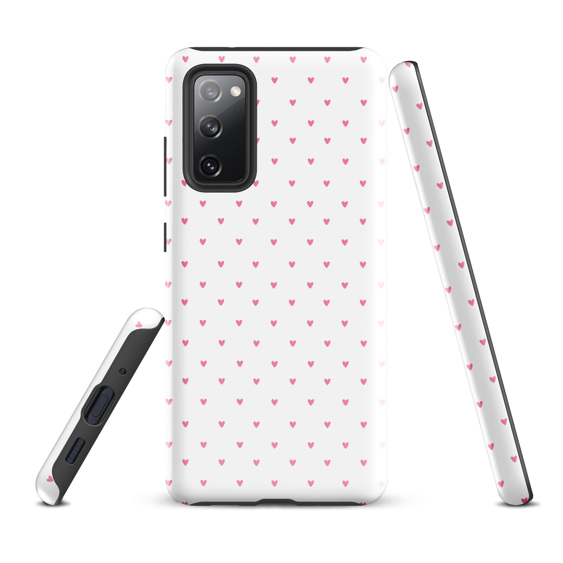 Phone Case for Samsung Galaxy with heart-dot pattern, playful hearts on background