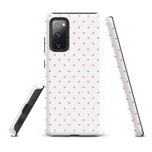 Phone Case for Samsung Galaxy with heart-dot pattern, playful hearts on background