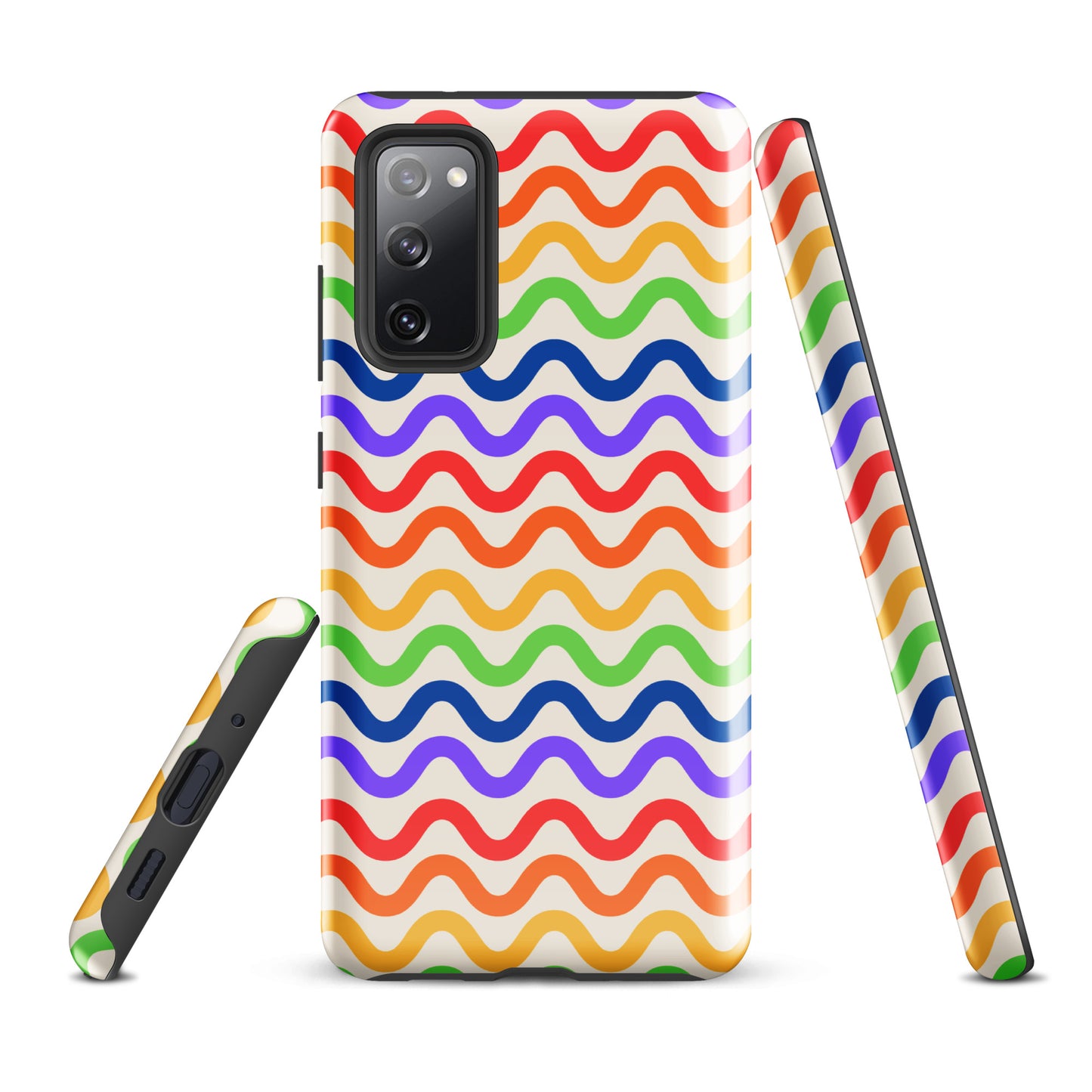 Phone Case for Samsung Galaxy with wavy rainbow design offering vibrant protection.