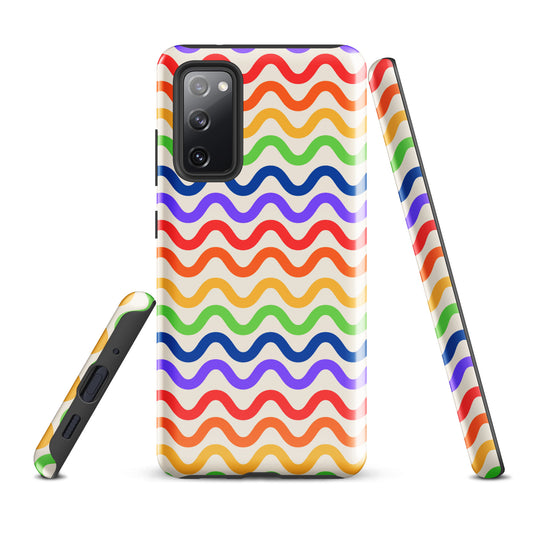 Phone Case for Samsung Galaxy with wavy rainbow design offering vibrant protection.