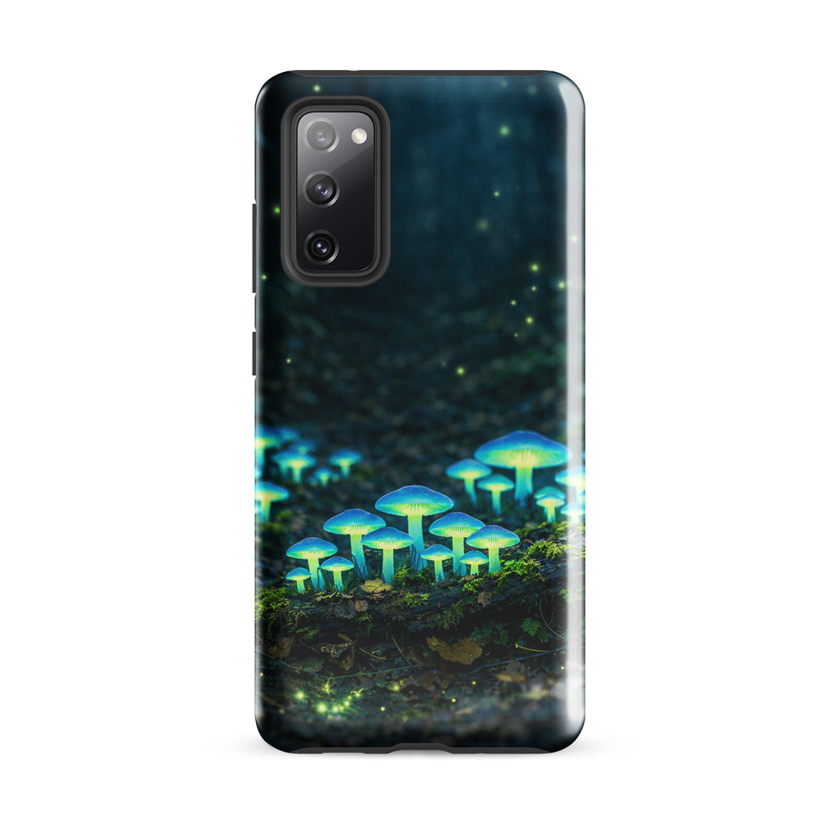 Phone Case with glowing forest mushrooms design for Samsung Galaxy, featuring bioluminescent mushroom clusters with an ethereal glow.