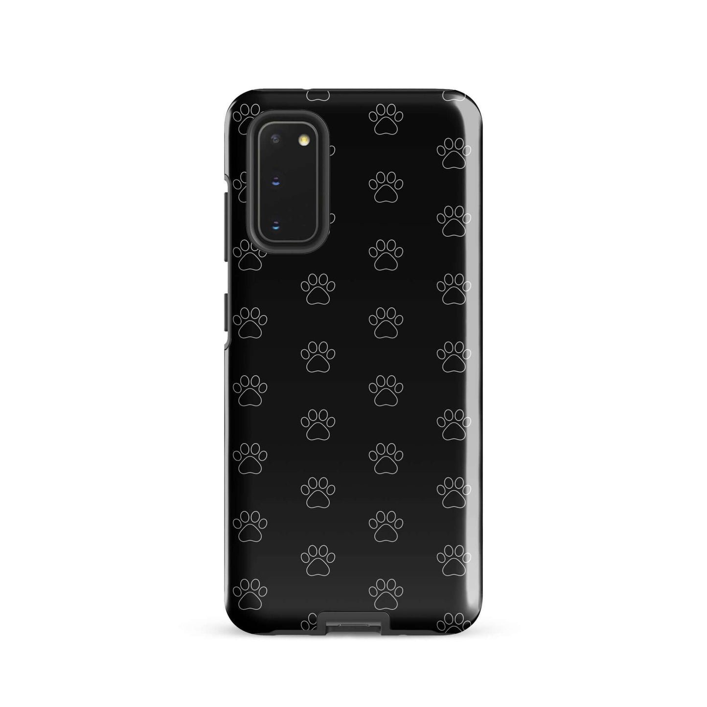 Phone Case for Samsung Galaxy featuring playful paw print pattern in black.