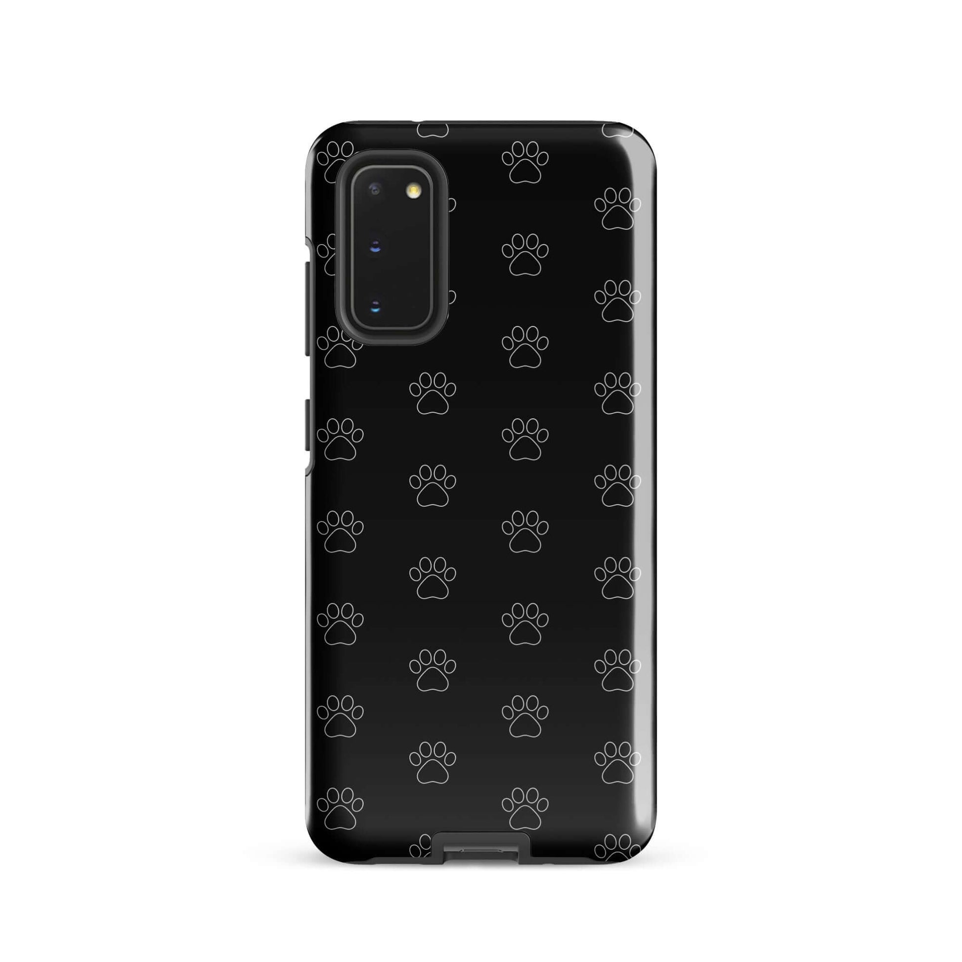 Phone Case for Samsung Galaxy featuring playful paw print pattern in black.