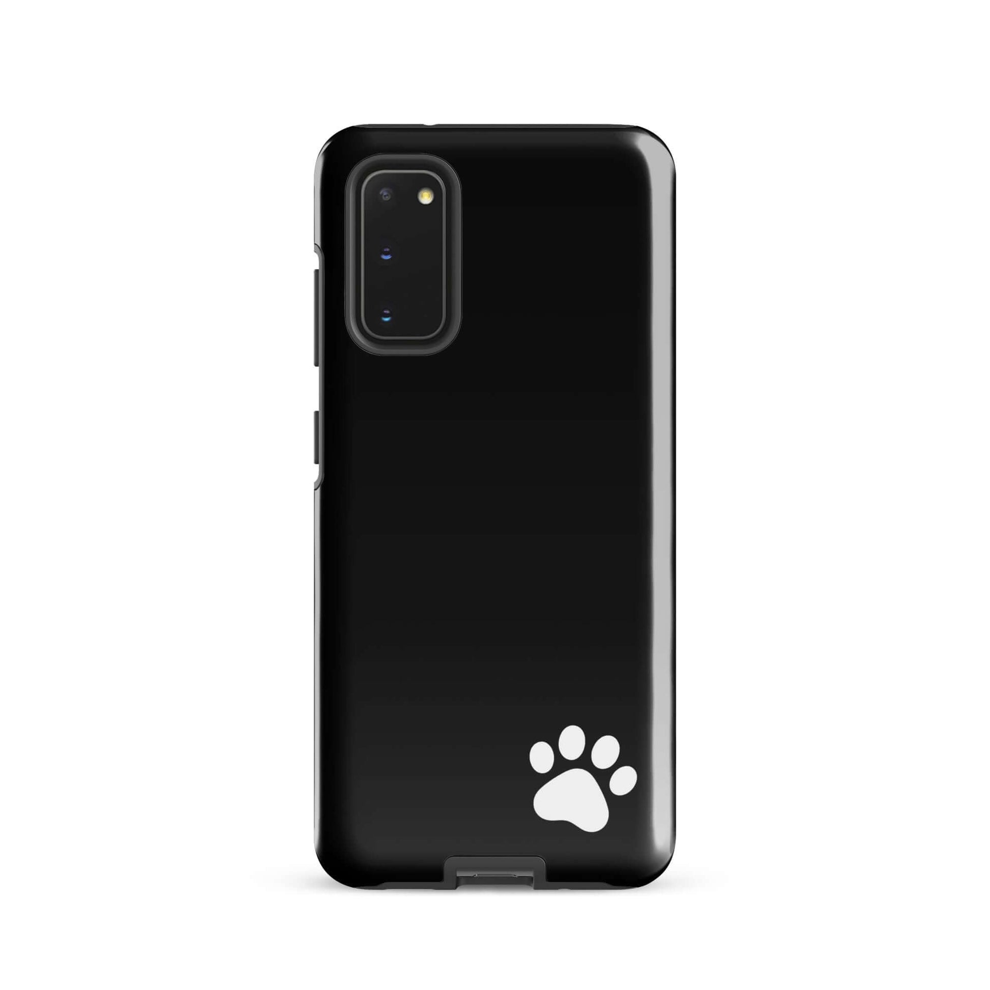 Phone Case with paw print design for Samsung Galaxy, sleek black minimalist style, perfect for pet lovers and modern accessory enthusiasts.