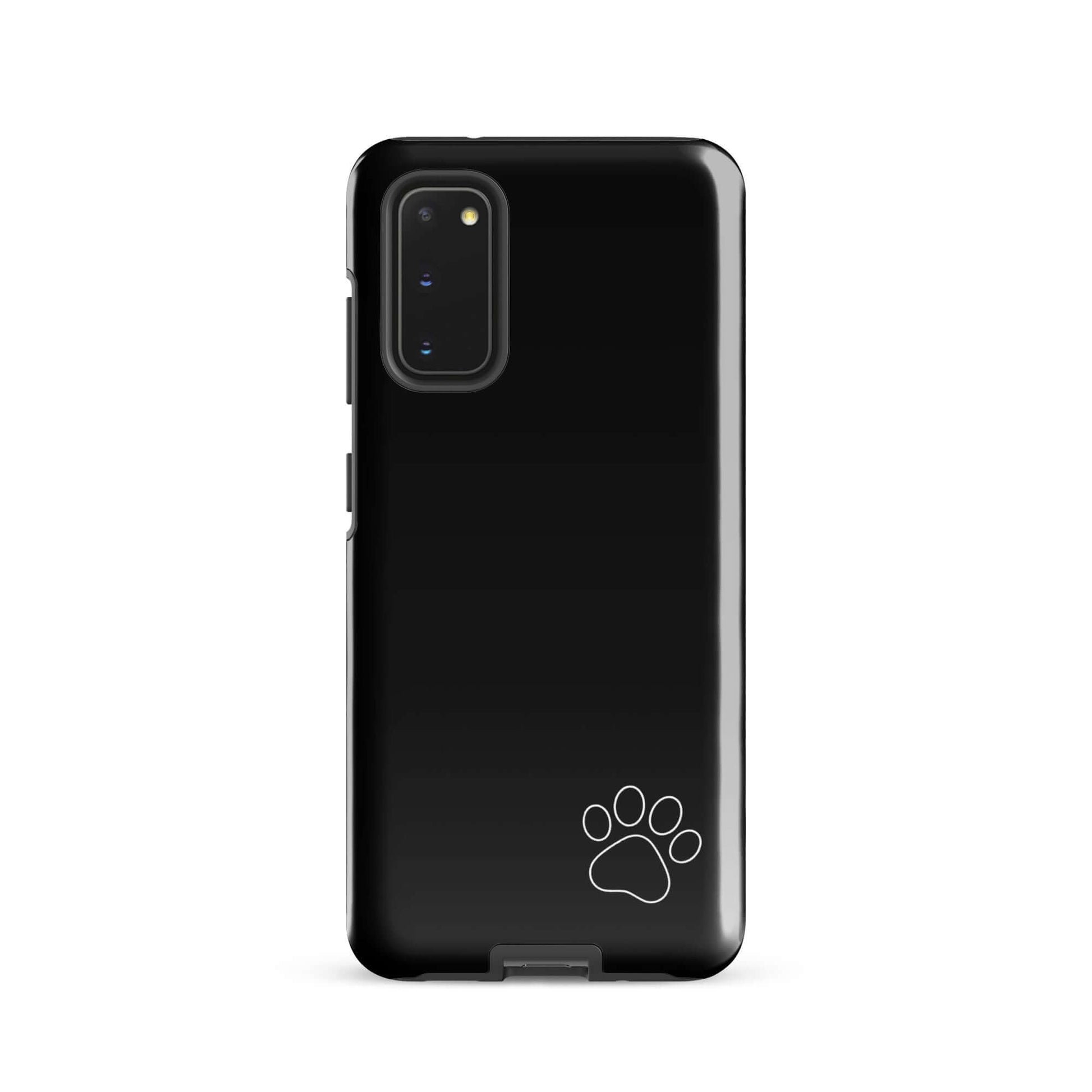 Phone Case for Samsung Galaxy with paw-print design, sleek black minimalist style, ideal for pet lovers seeking a tough protective cover.