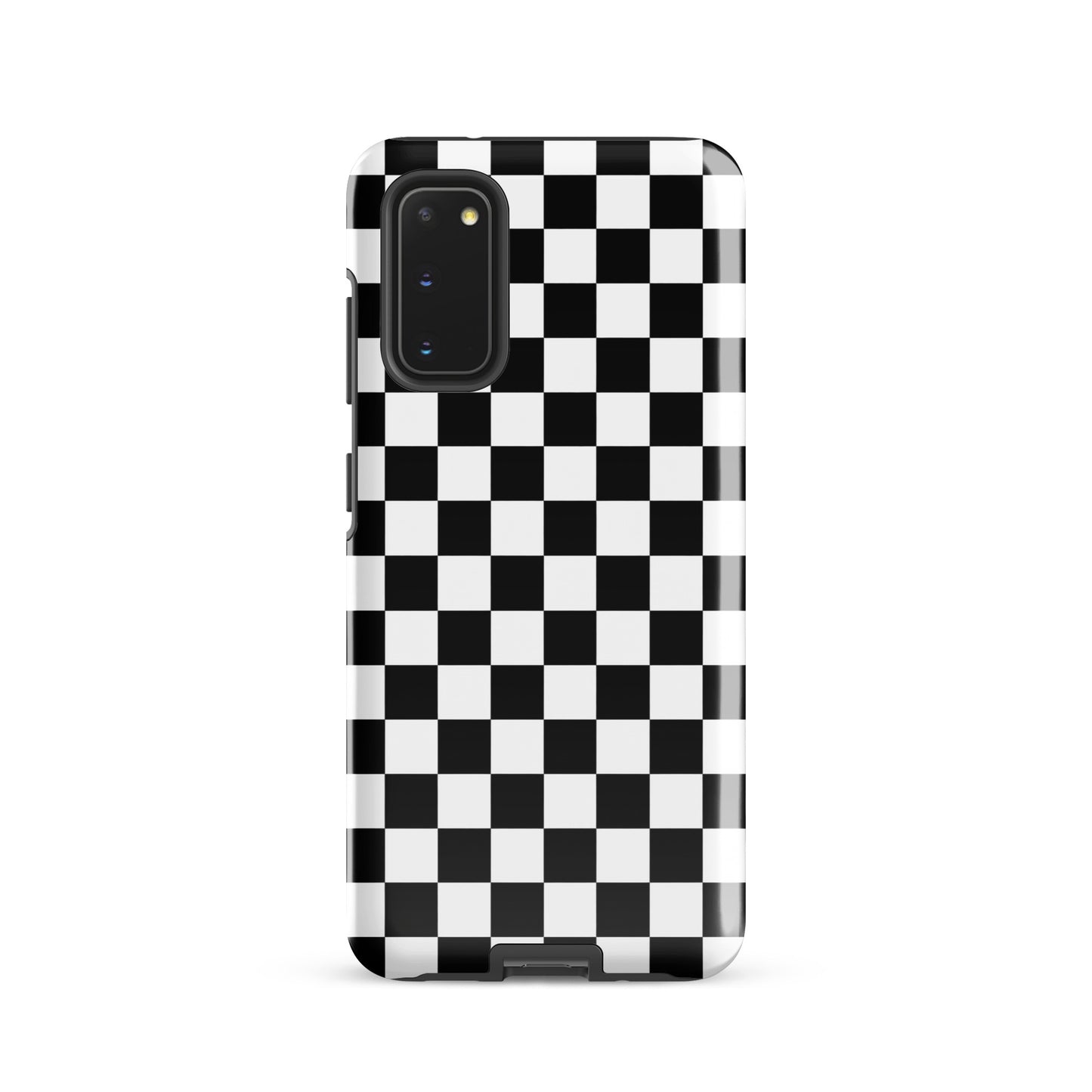 Bold Checkered Phone Case for Samsung Galaxy with black-and-white design, perfect for adding a playful racing vibe to your device.