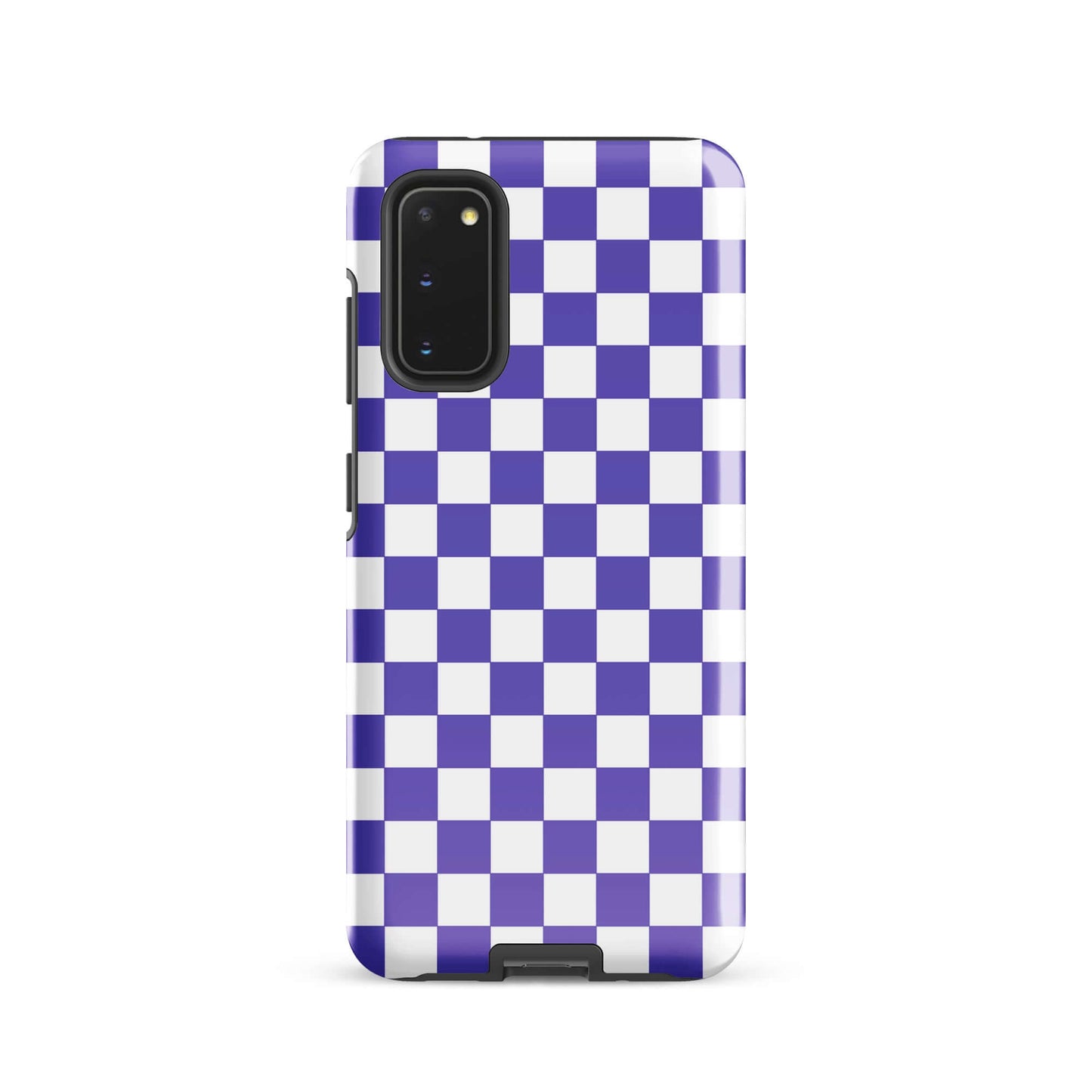 Phone Case for Samsung Galaxy with purple and white checkered pattern, adding playful style and personality to your device.