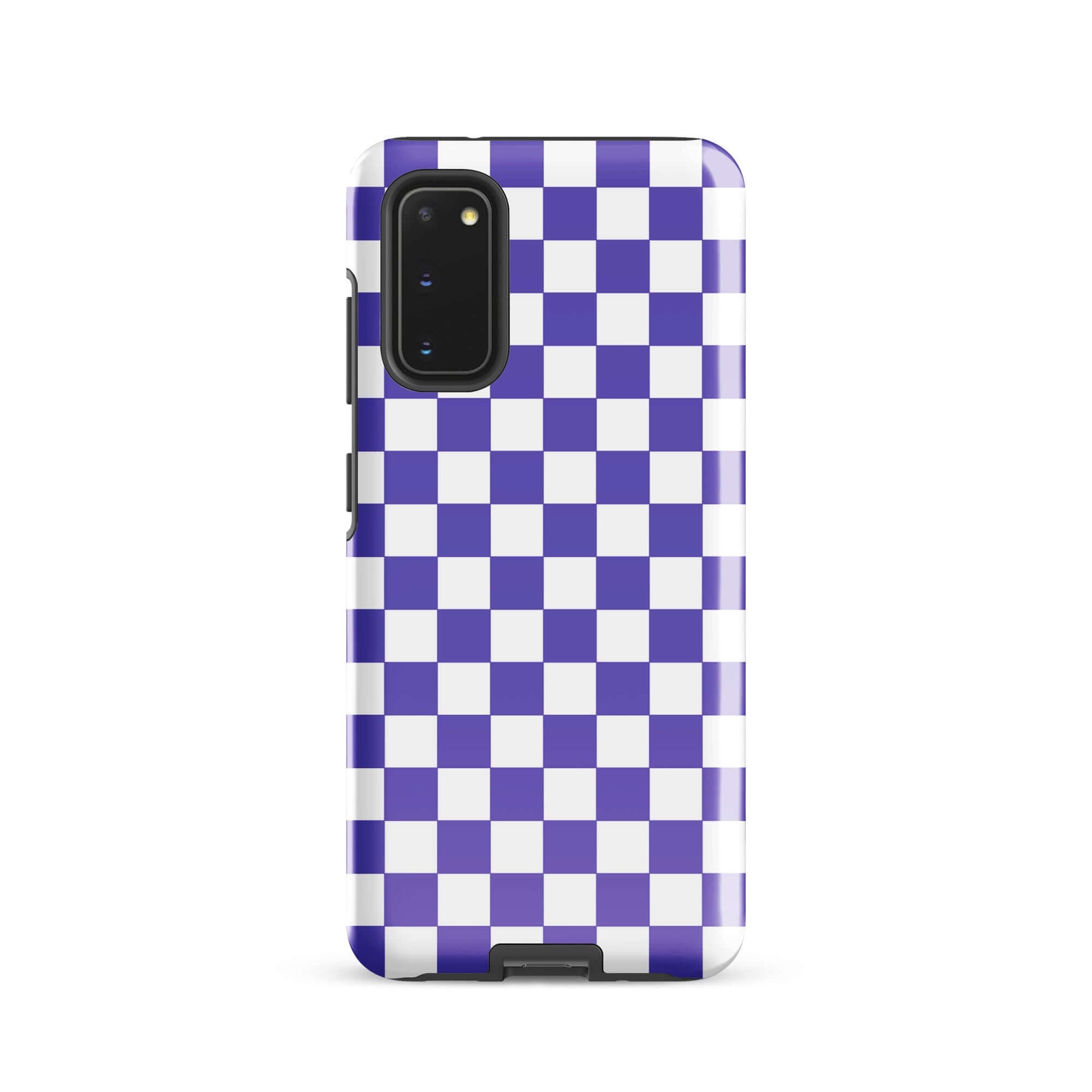 Phone Case for Samsung Galaxy with purple and white checkered pattern, adding playful style and personality to your device.