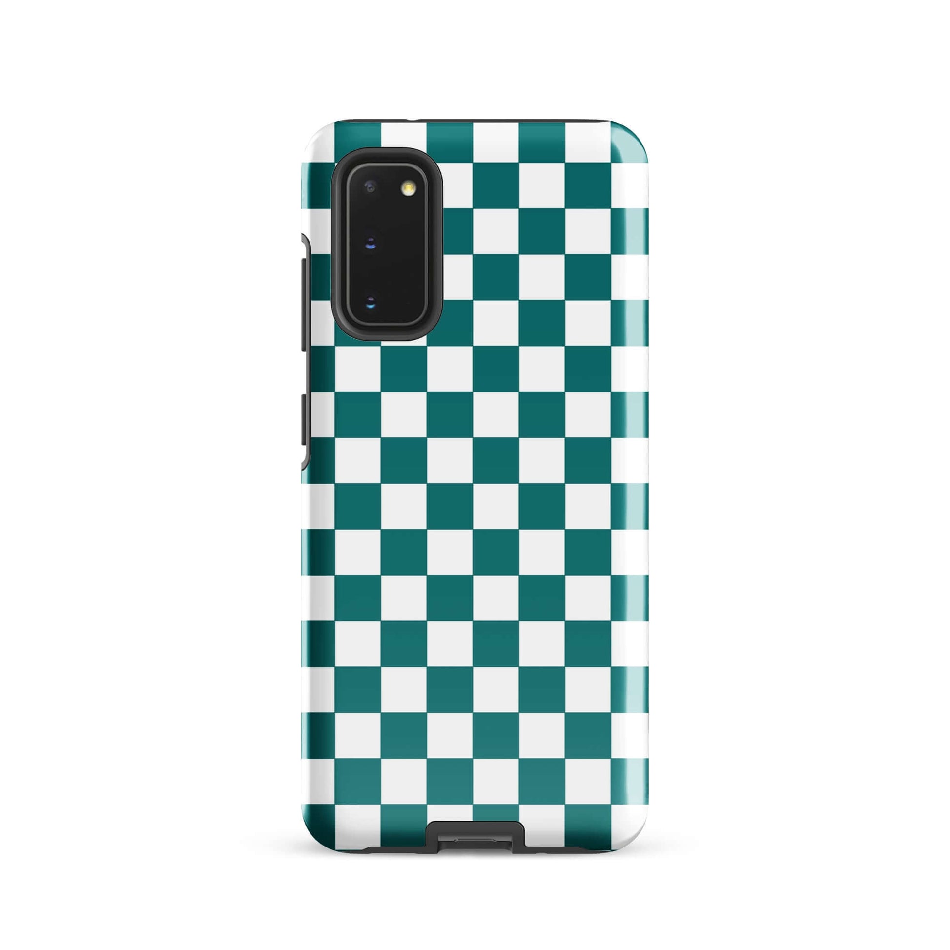 Phone Case with teal and white checkered design for Samsung Galaxy, adding a fun and stylish touch to your smartphone.