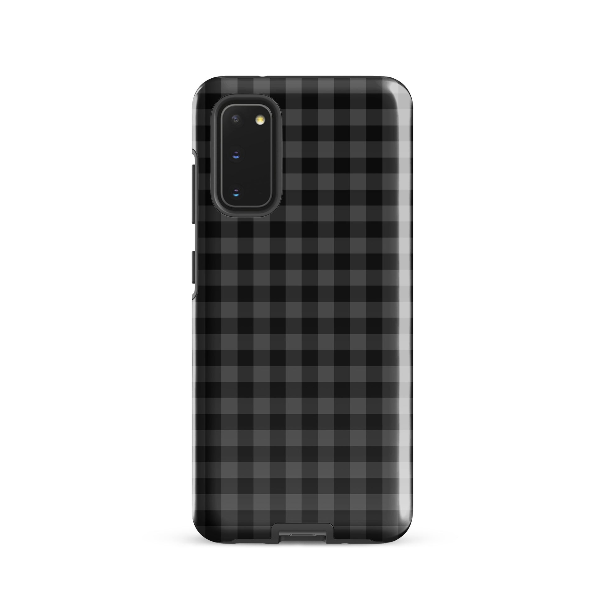 Phone Case for Samsung Galaxy with black-and-charcoal gingham pattern, combining style and protection for your device.