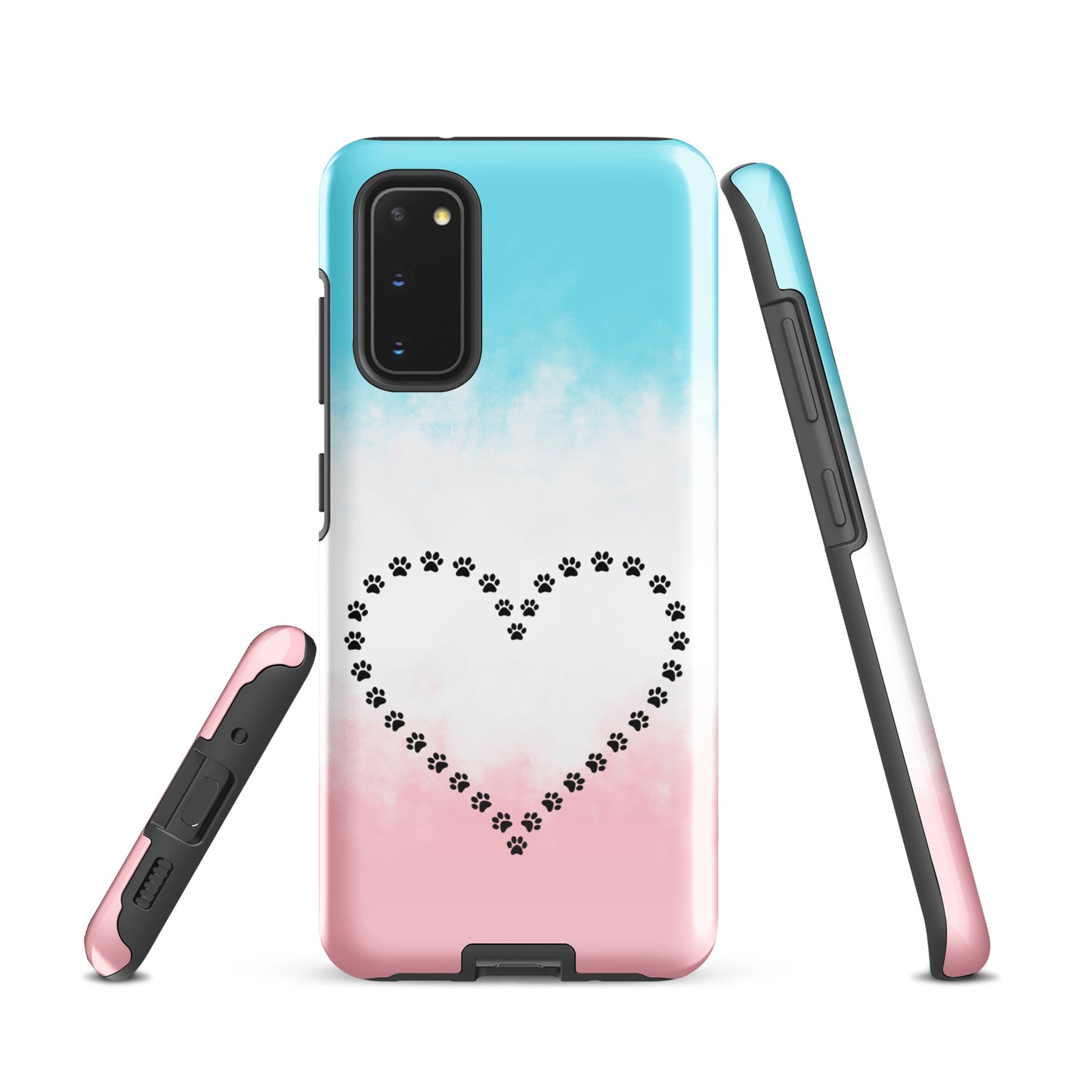 Phone Case for Samsung Galaxy with paw print heart design, perfect for pet lovers seeking playful and durable phone protection.