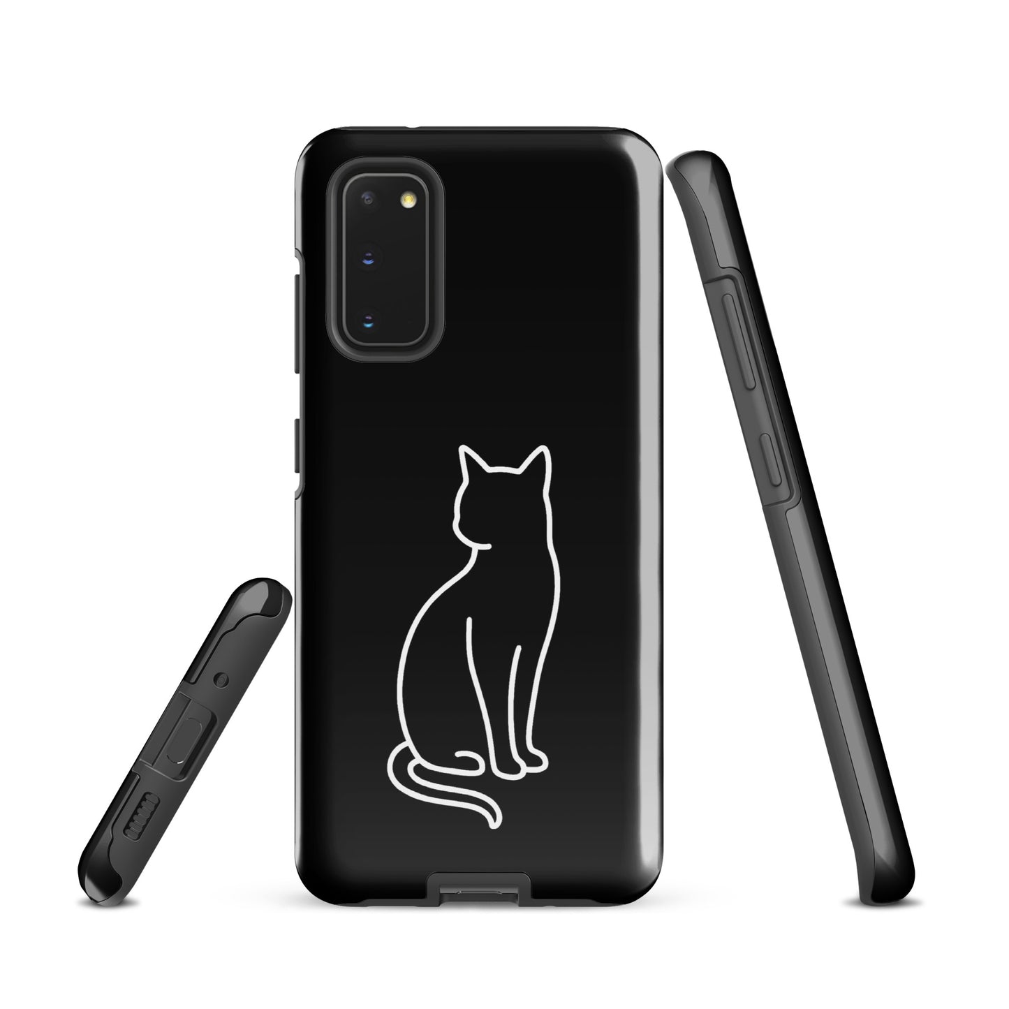 Phone Case for Samsung Galaxy with minimalist cat design, offering dual-layer protection for modern pet lovers.