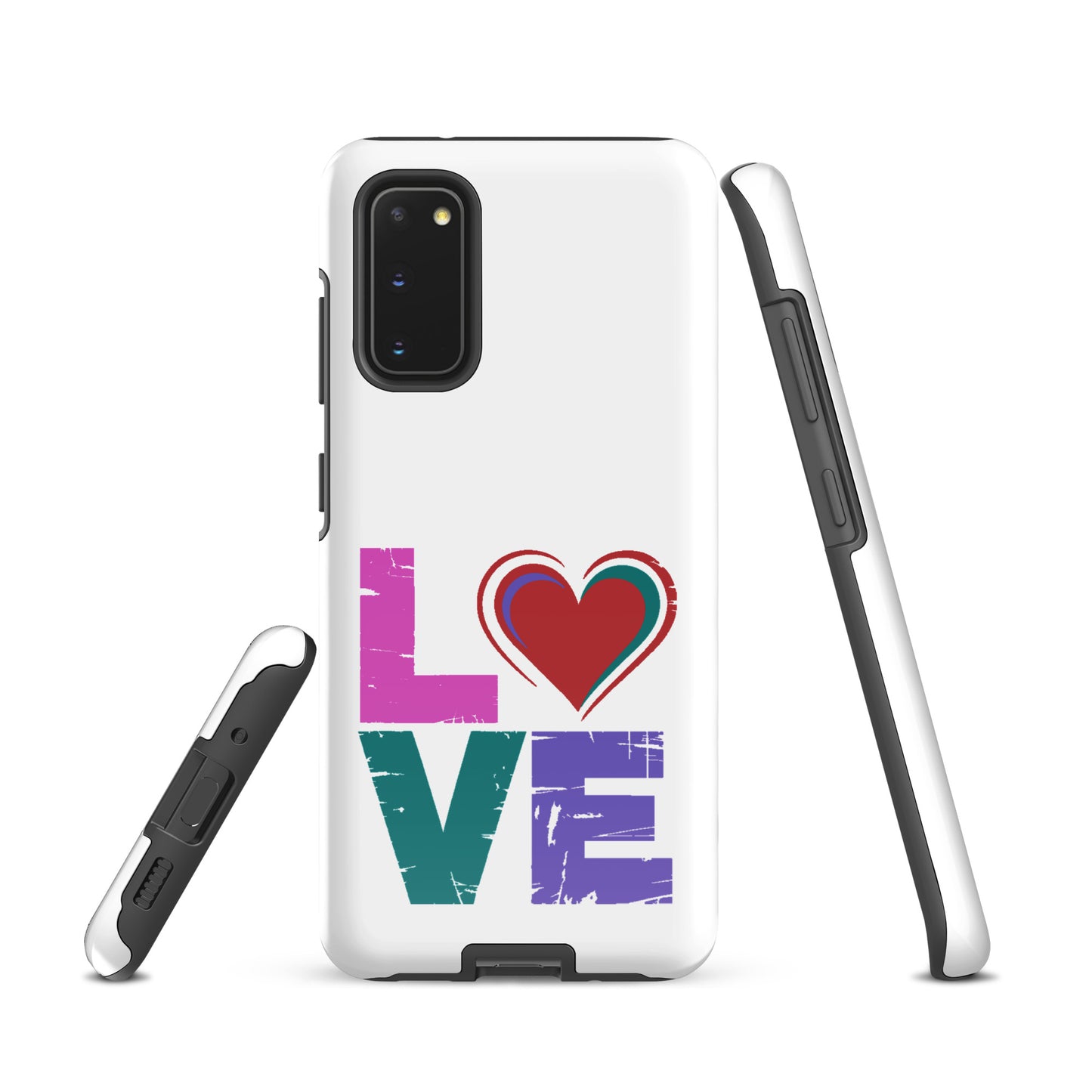 Phone Case Love Dual Layer for Samsung Galaxy featuring love design with heart