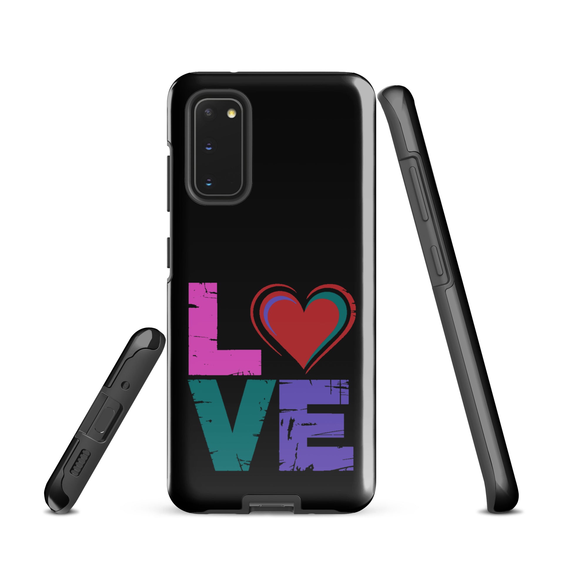 Phone Case: Love Dual Layer for Samsung Galaxy featuring love design with heart.