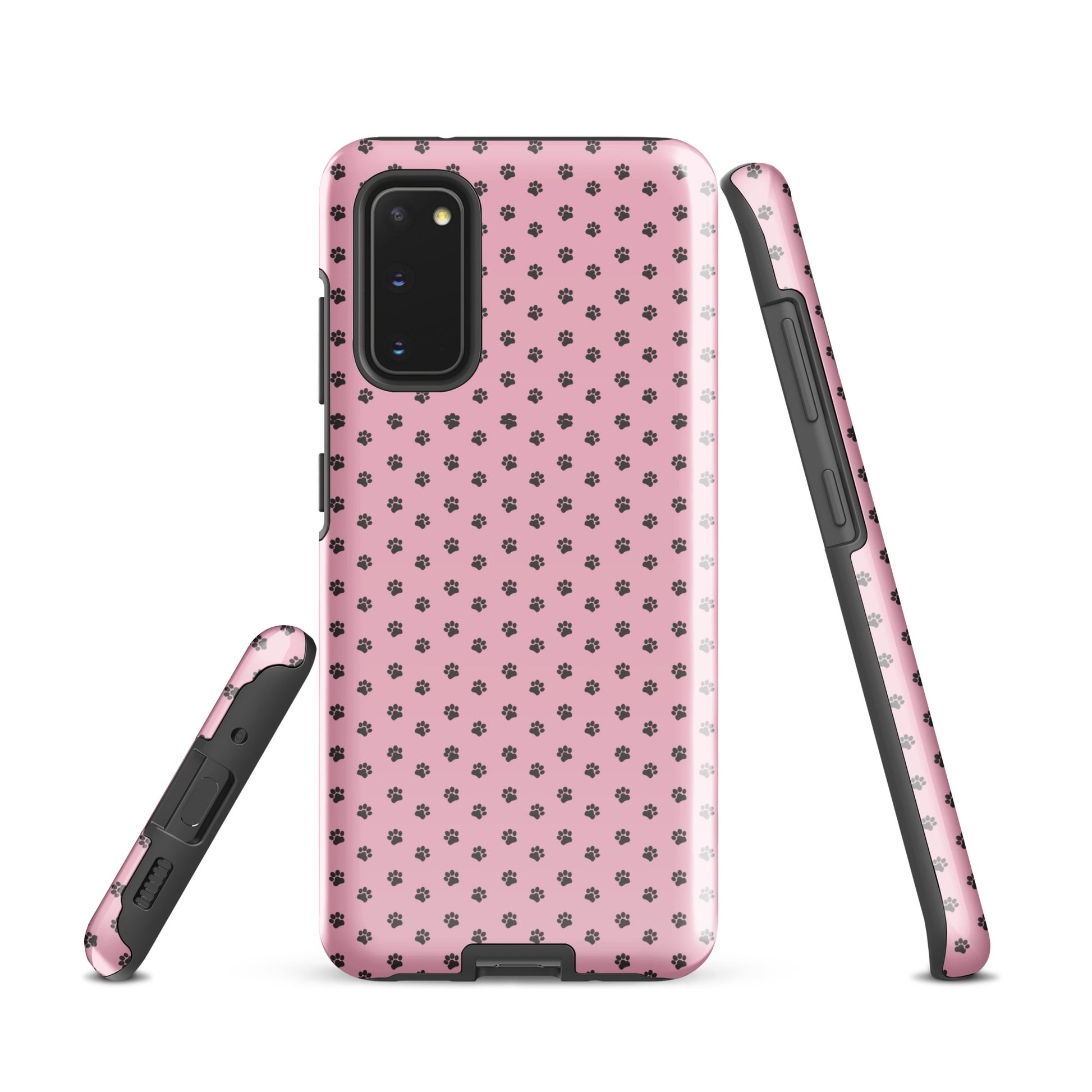 Phone Case Samsung Galaxy with paw-print design in playful pink, providing cute and durable protection for pet lovers.