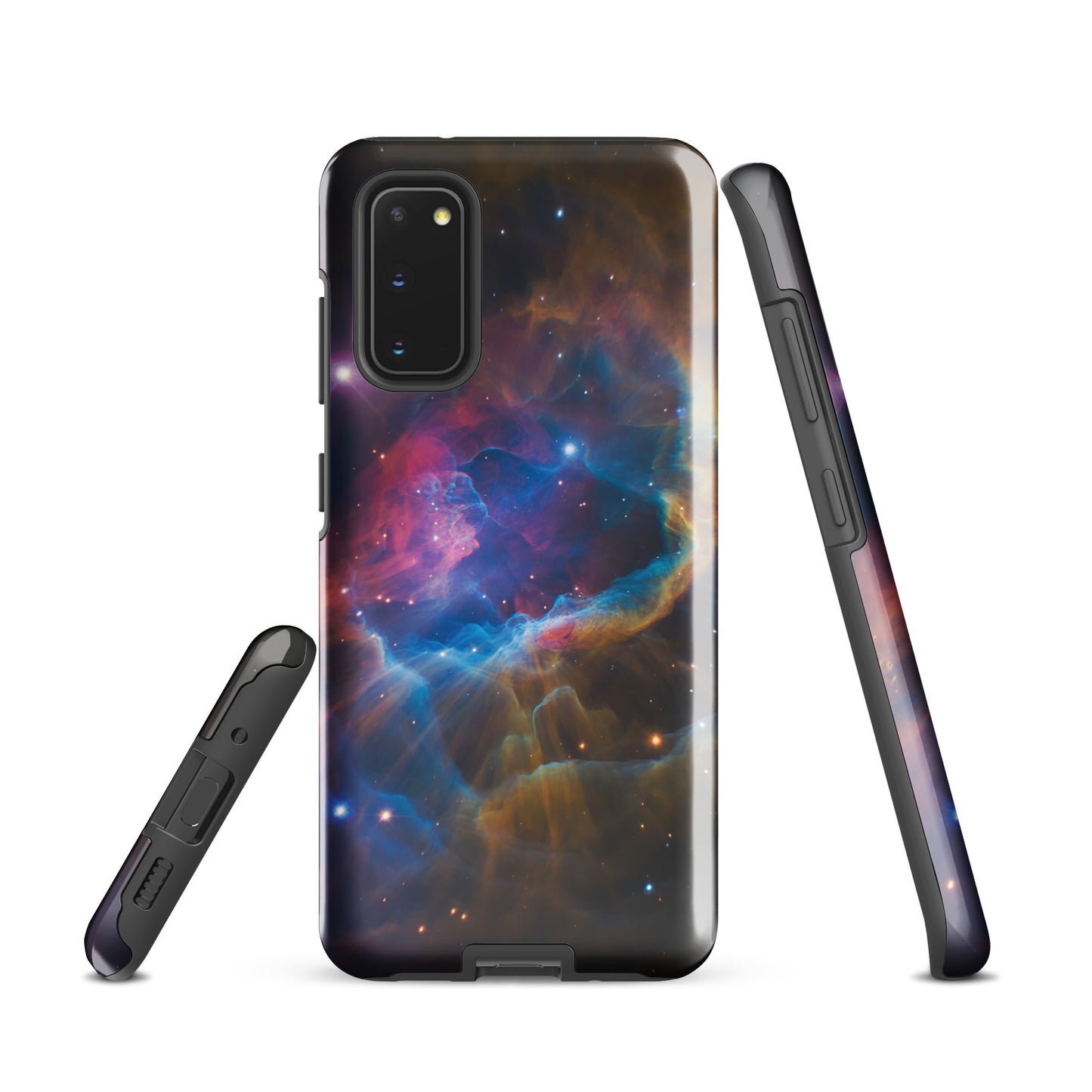 Phone Case for Samsung Galaxy with nebula cosmic design in blues, oranges, and pinks, resembling a celestial dreamscape starburst.