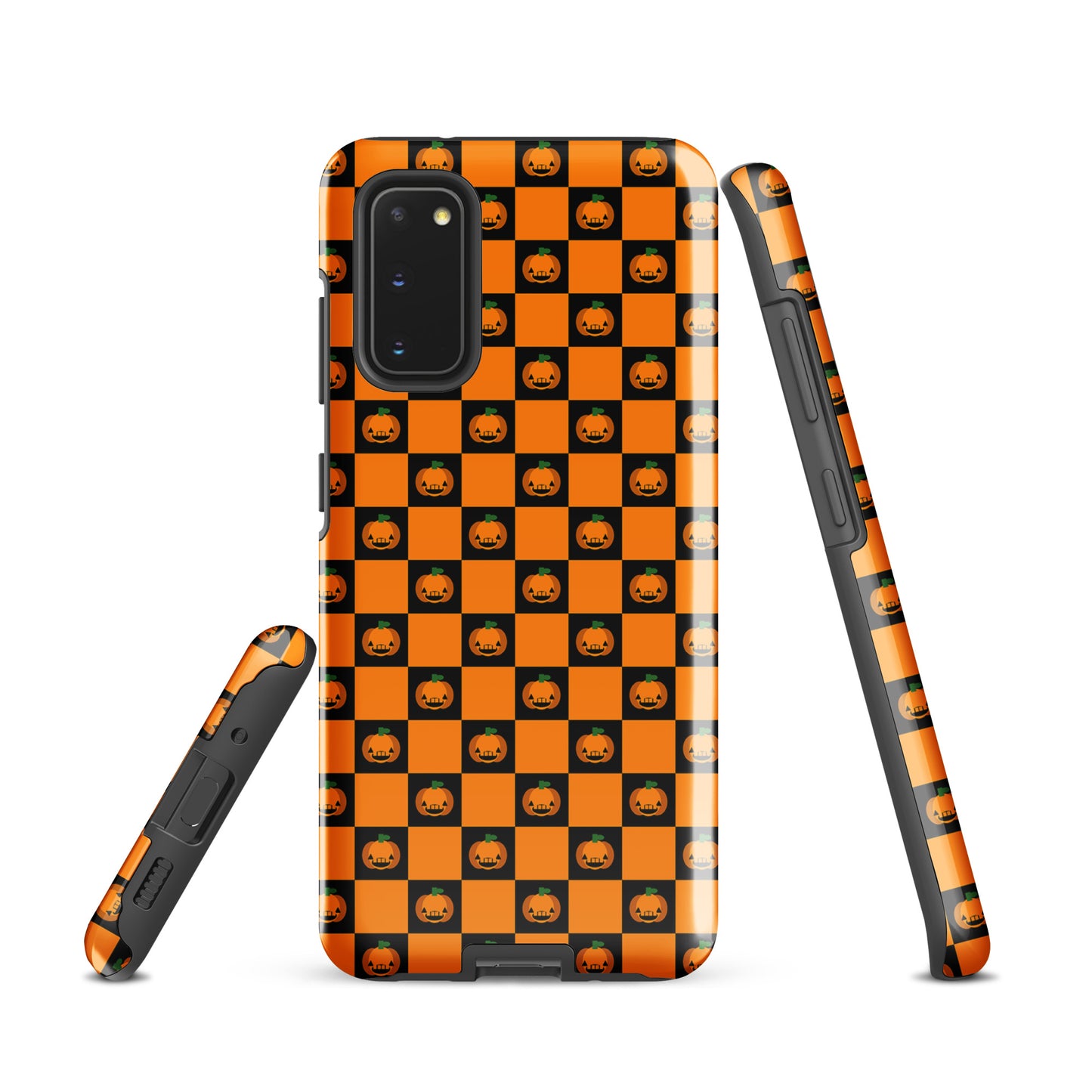 Phone Case with pumpkin checkered Halloween design for Samsung Galaxy