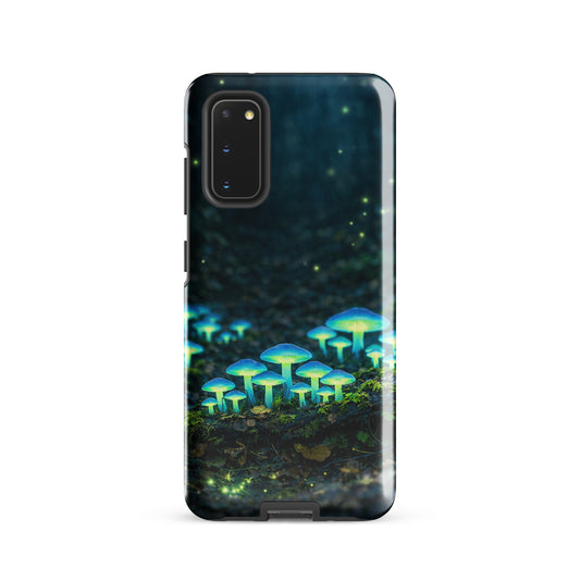 Phone Case for Samsung Galaxy with glowing forest mushrooms and ethereal blue-green bioluminescent design.