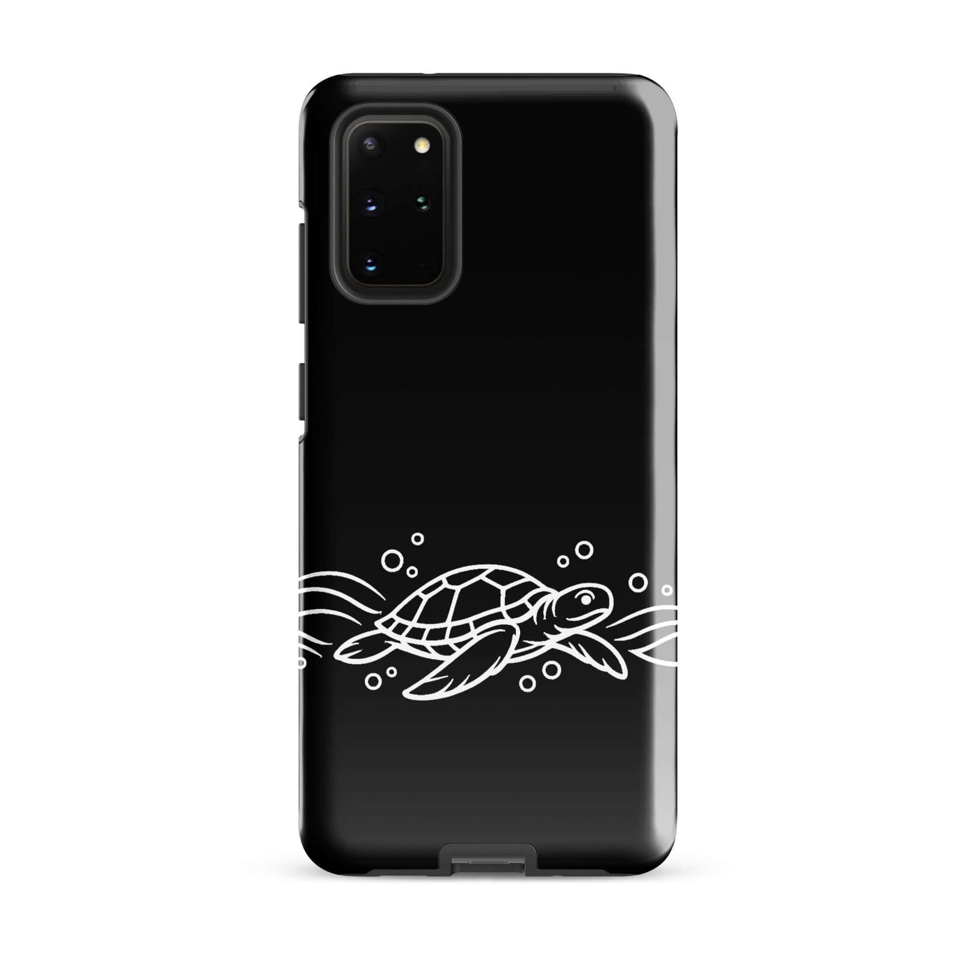 Phone Case for Samsung Galaxy featuring a minimalist sea turtle design gliding through abstract waves.