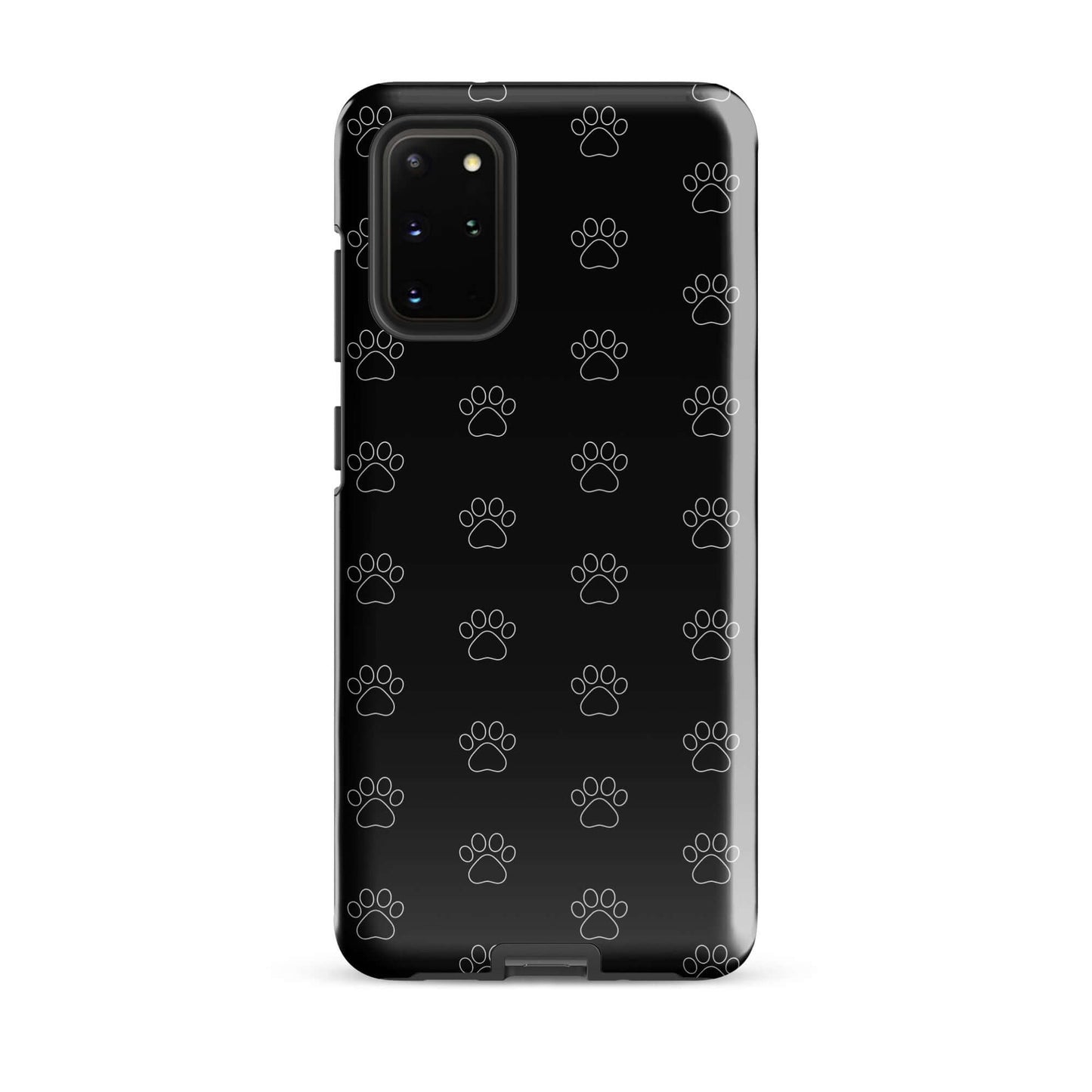 Phone Case for Samsung Galaxy with black paw print pattern, ideal for pet lovers, blending minimalist style and practicality.