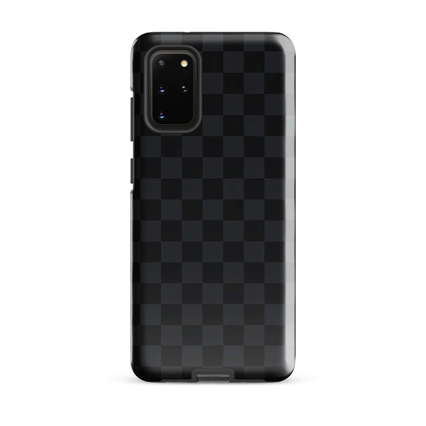 Phone Case for Samsung Galaxy with black and charcoal checkered design, sleek and modern style