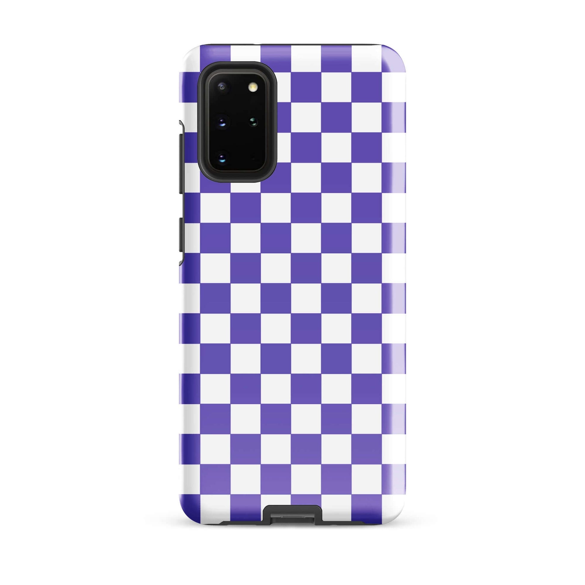 Purple and white checkered Phone Case for Samsung Galaxy with bold pattern and stylish design.