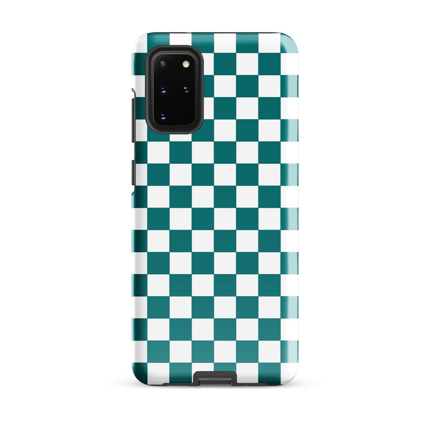 Phone Case for Samsung Galaxy with teal and white checkered design, adding playful style and protection to your device.