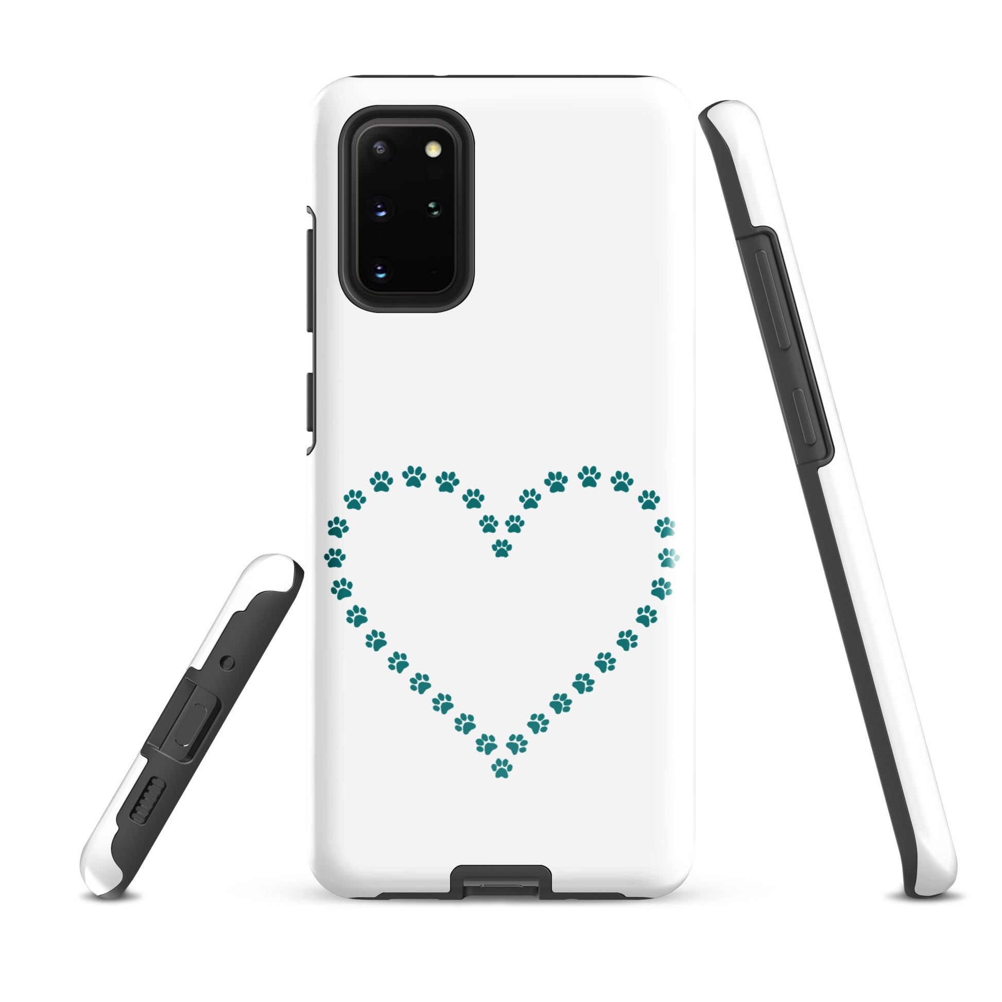 Phone Case for Samsung Galaxy with paw print heart design, perfect for pet lovers seeking durable protection and playful charm.