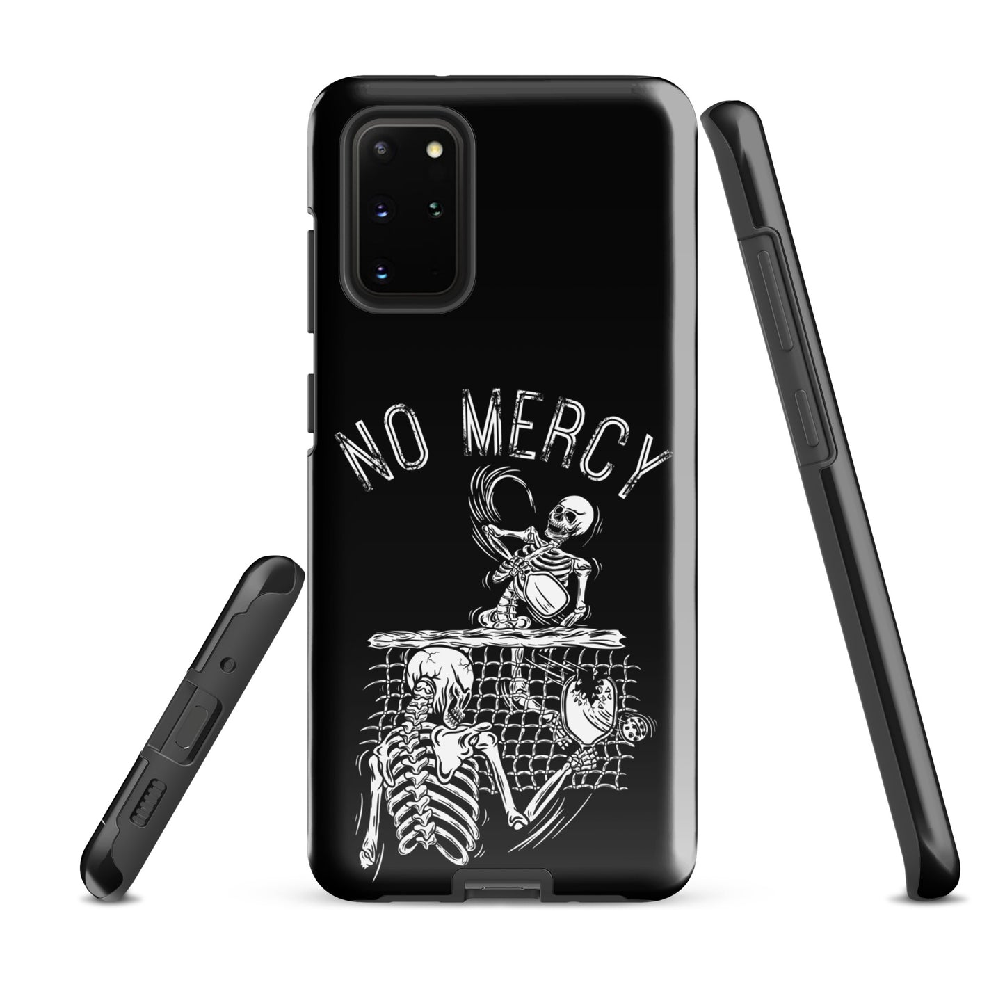 Pickleball Samsung Galaxy case with 'No Mercy' skeleton design