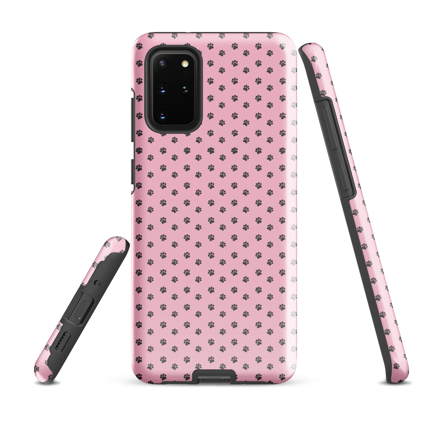 Phone Case for Samsung Galaxy with paw print design in playful pink, protective cover for pet lovers.