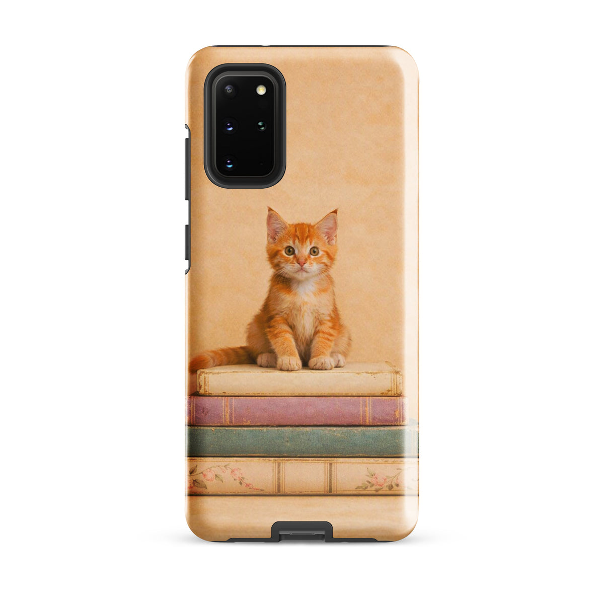 Phone Case for Samsung Galaxy with cozy kitten on vintage books design