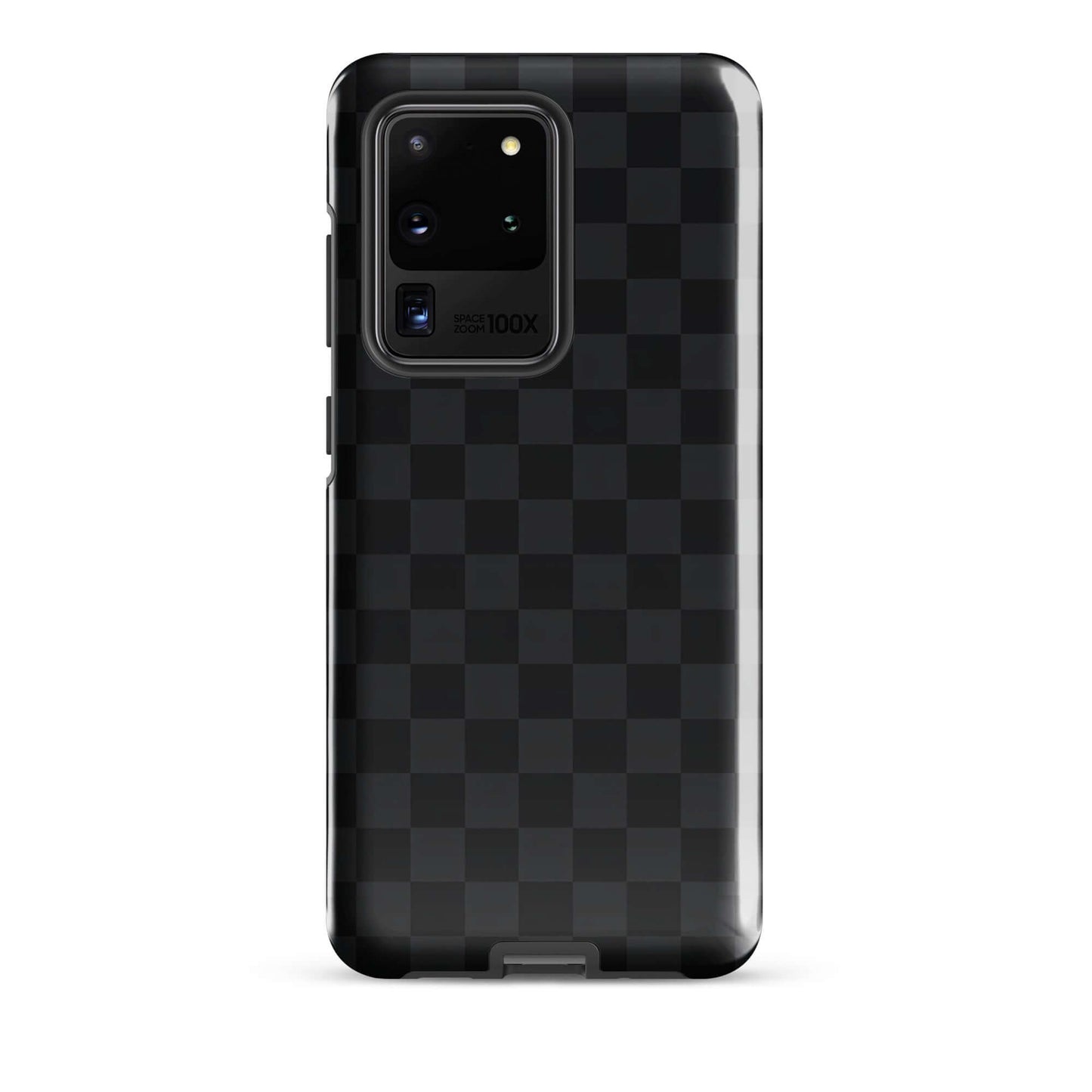 Phone Case for Samsung Galaxy with black and charcoal checkered design, adding style and protection to your device.